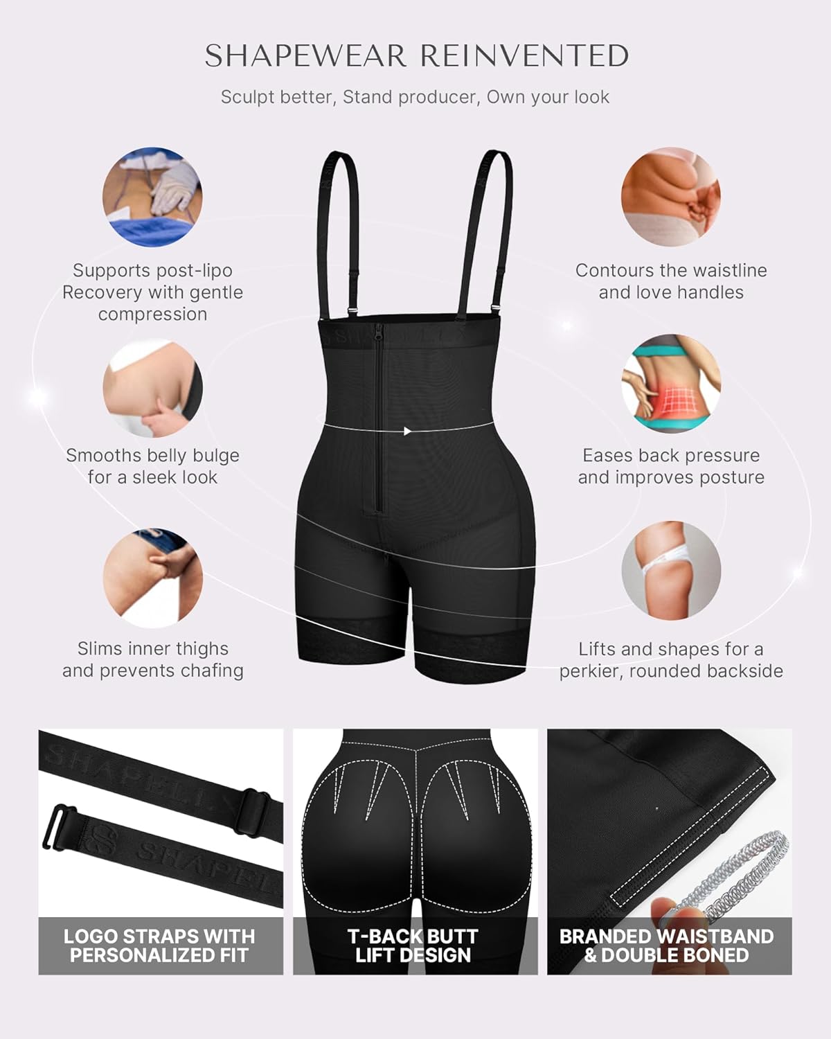 SHAPELLX Shapewear for Women Tummy Control Faja Body Shaper Butt Lifting Plus Size Shapewear
