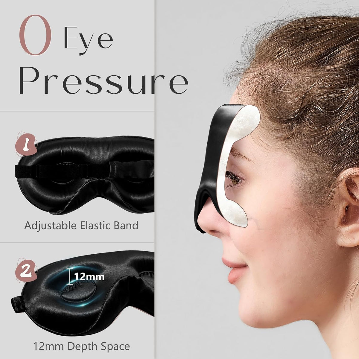 ZIMASILK Adjustable 22 Momme 100% Mulberry Silk Sleep Mask, Upgraded 3D Contoured Cup Eye Mask for
