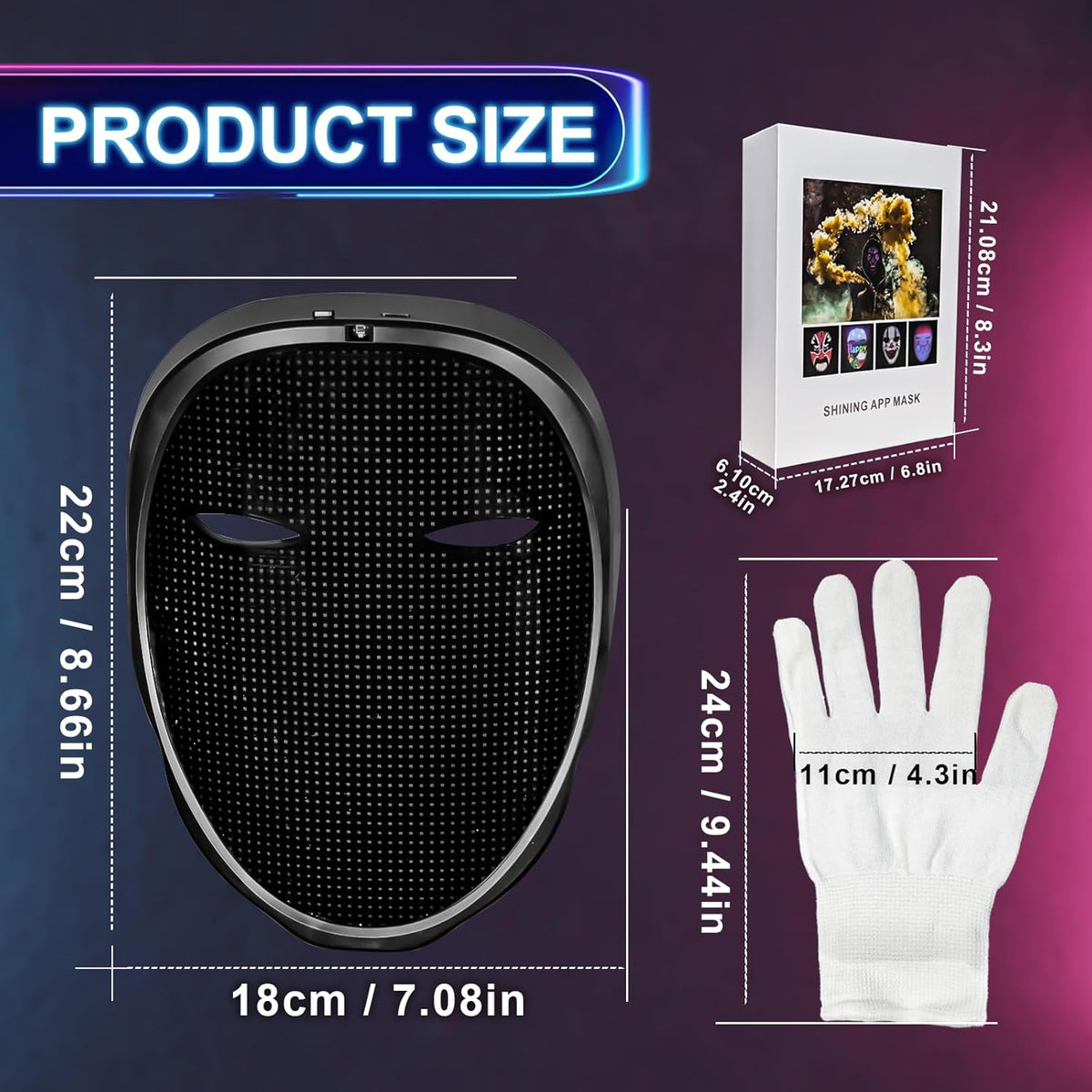 Led-Mask Gloves Halloween-Costumes For Kids Men Adult 2025, Light Up Gesture Cosplay Birthday Gifts