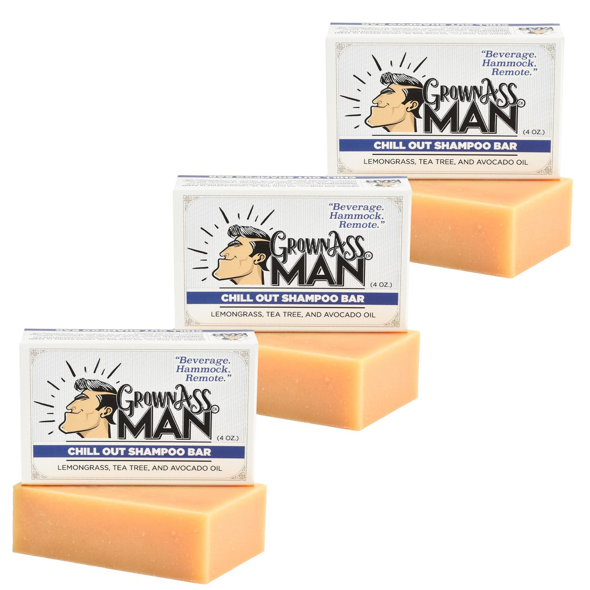 Solid Shampoo Bar Rich Lather 3 in 1: Hair, Beard & Body Wash - Plastic Free & Eco-Friendly