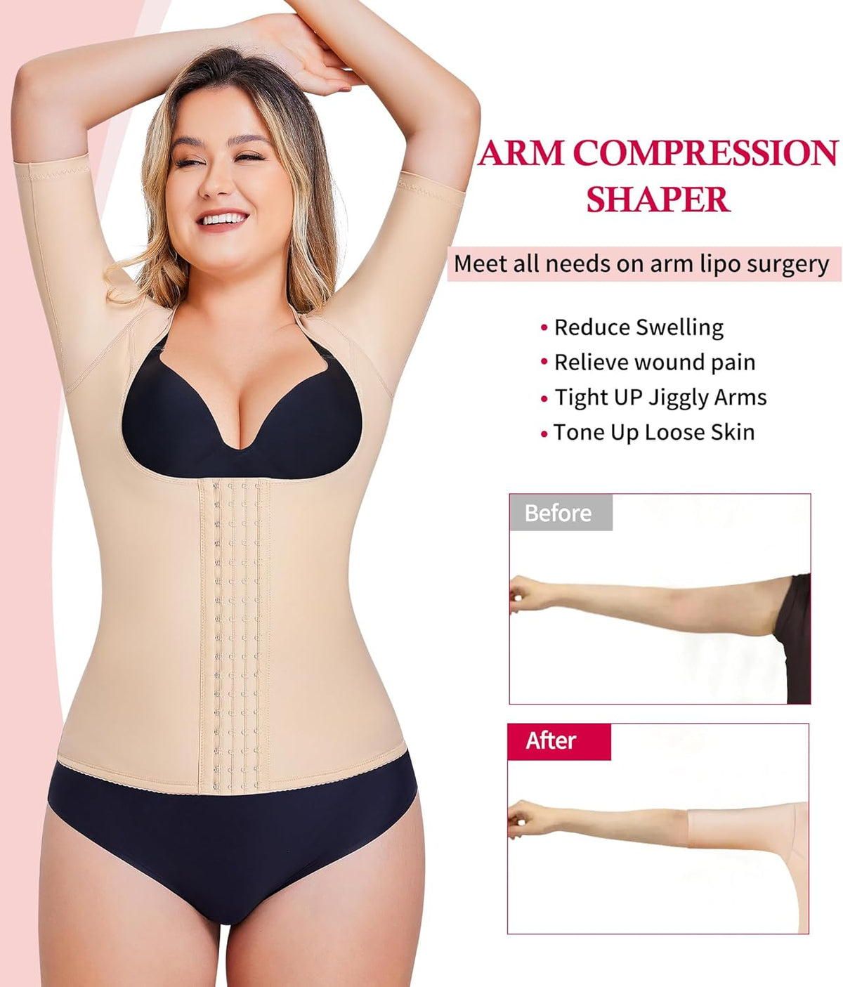Gotoly Women Waist Trainer Corset Tummy Control Shapewear Upper Arm Shaper Post Surgical Slimmer