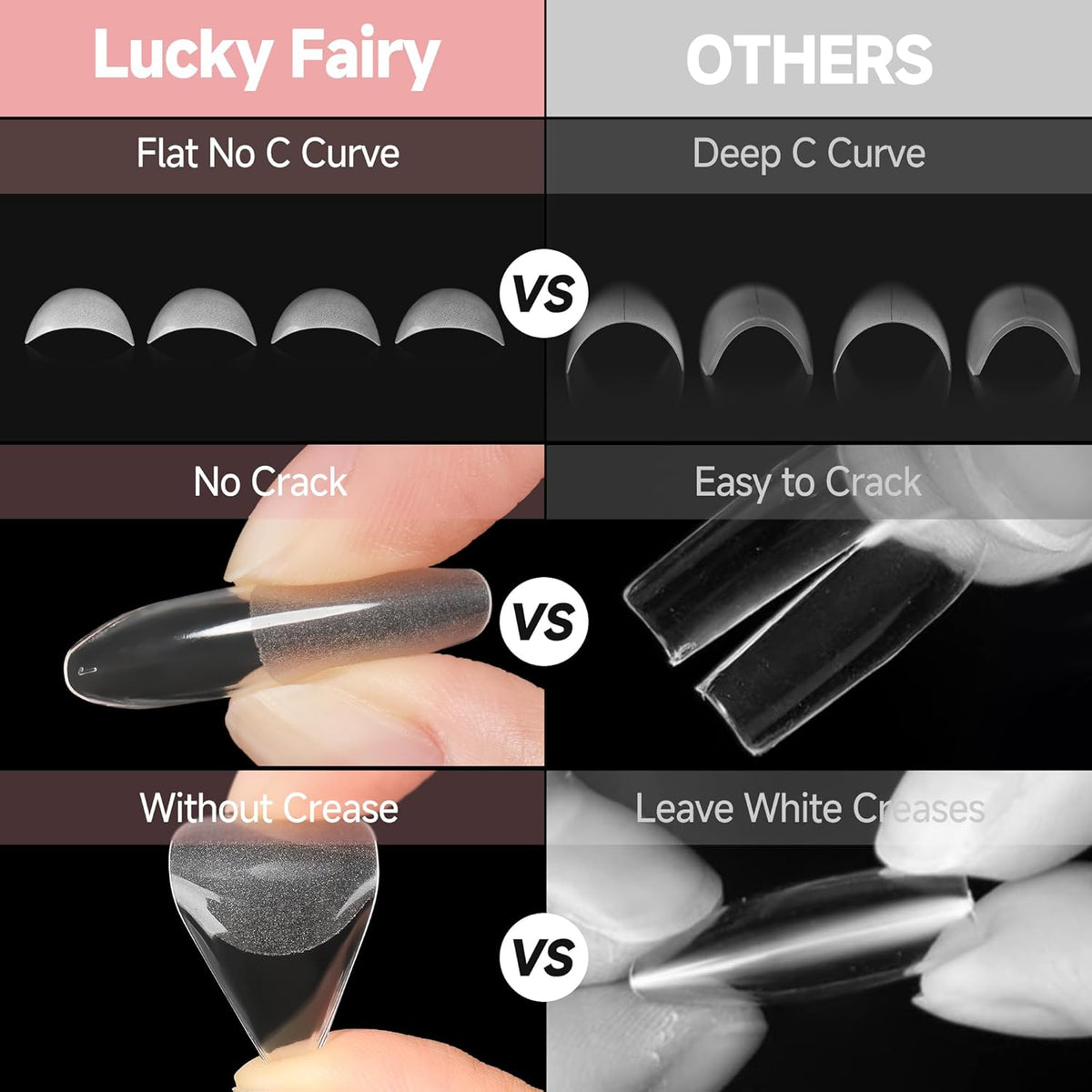 Long Almond Nail Tips: 504pcs Full Cover Soft Gel Nail Tips, 12 Sizes Pre-Etched Half Matte Almond