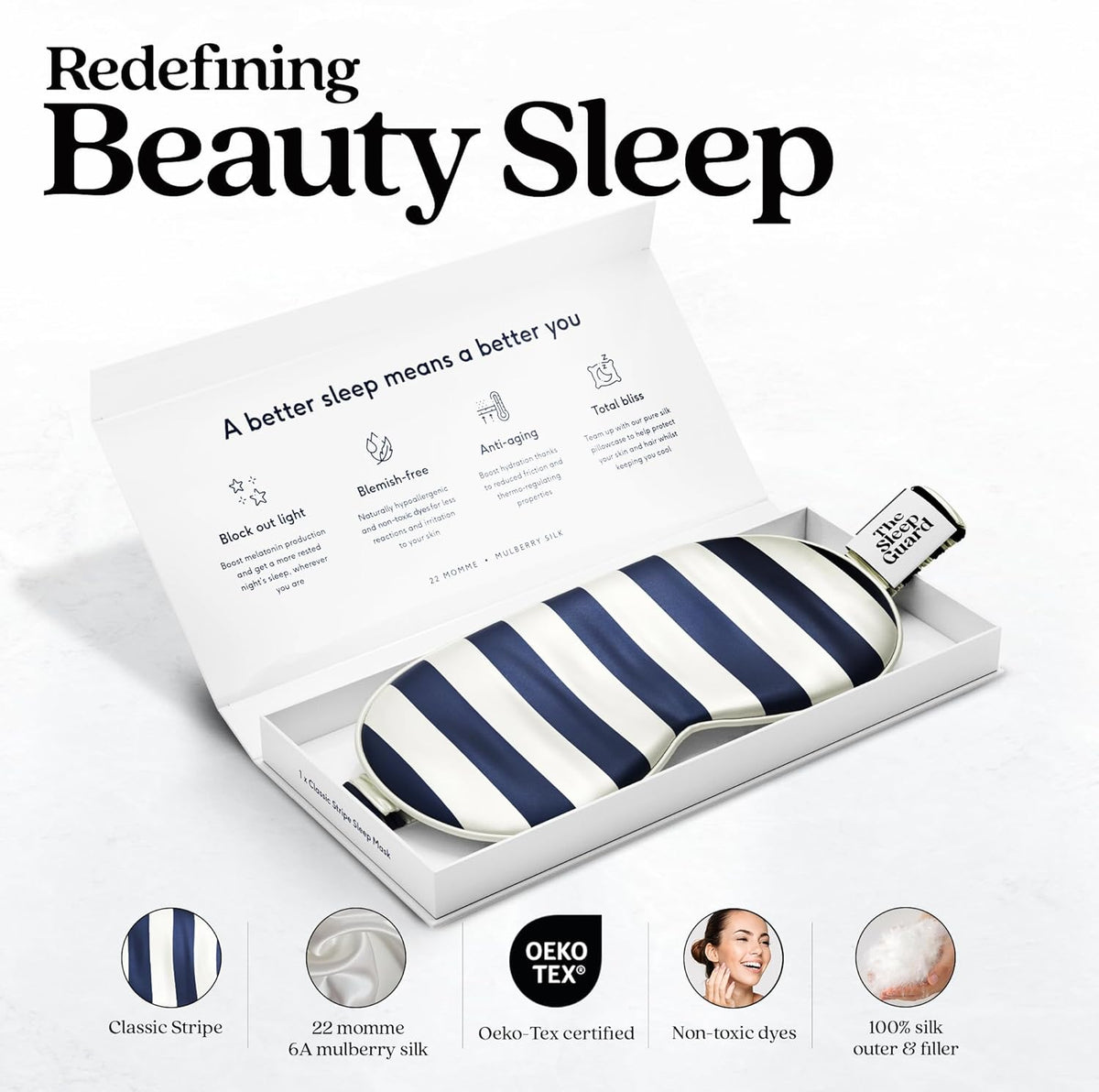 Pure Silk Sleep Mask [100% 6A Mulberry Silk, 22 Momme] Light Blocking Travel Essentials. Eye Masks