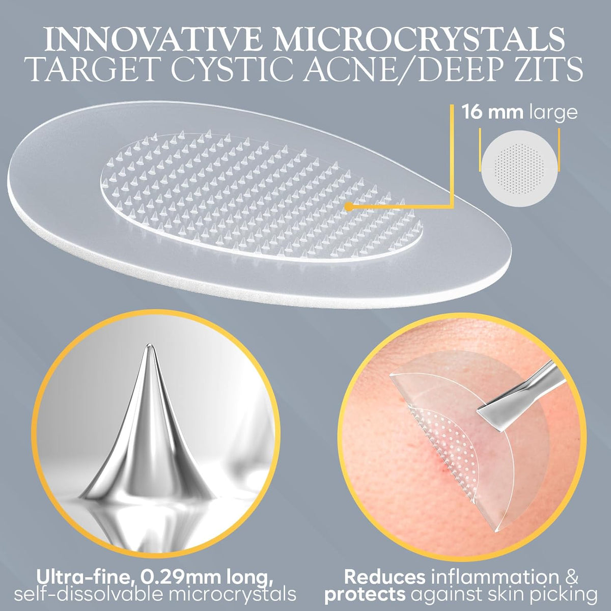 Microdart Acne Patch, Zit Patches for Cystic Acne Overnight Care, Cystic Acne Coverage, Pimple