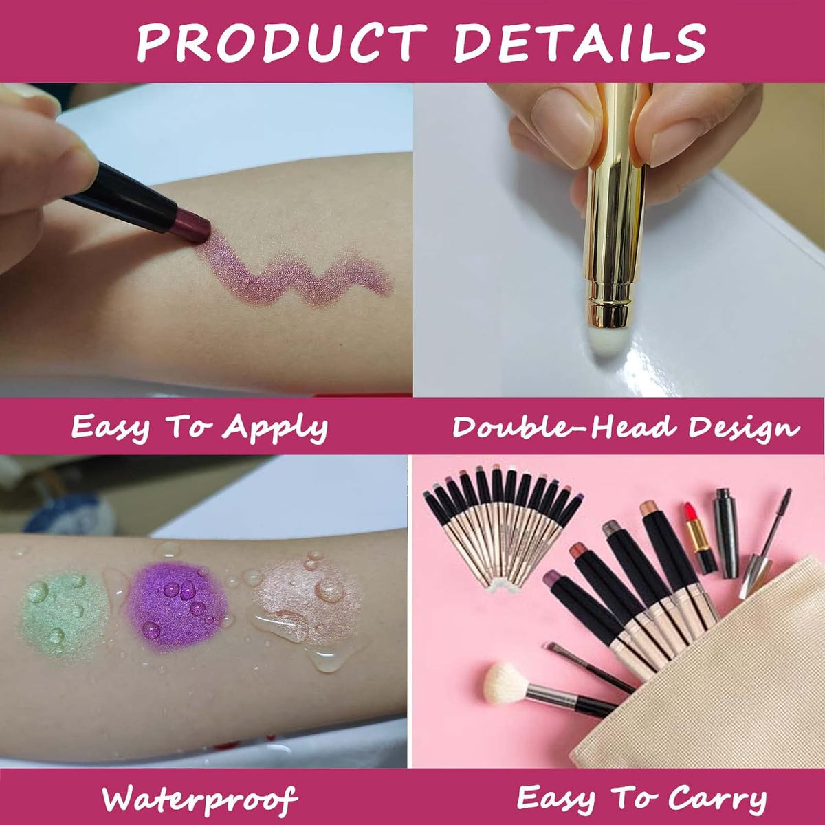 Eyeshadow Stick Makeup, Highlighter Matte Cream Eye Shadow Pencil, Waterproof Hypoallergenic Long