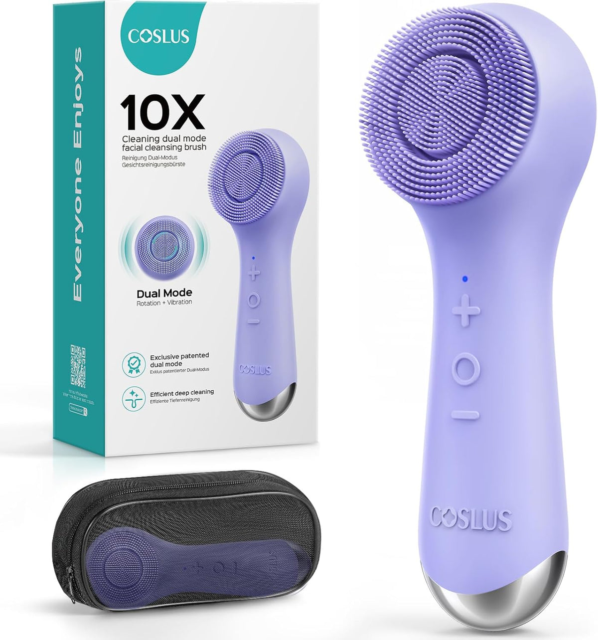 COSLUS Face Scrubber Facial Cleansing Brush: 2 in 1 Spin and Vibration Patented Tech, Silicone