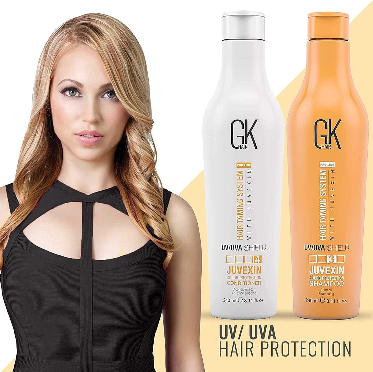 GK Hair Shield Shampoo and Conditioner – UV/UVA Protection for Color-Treated Hair – Hydrates