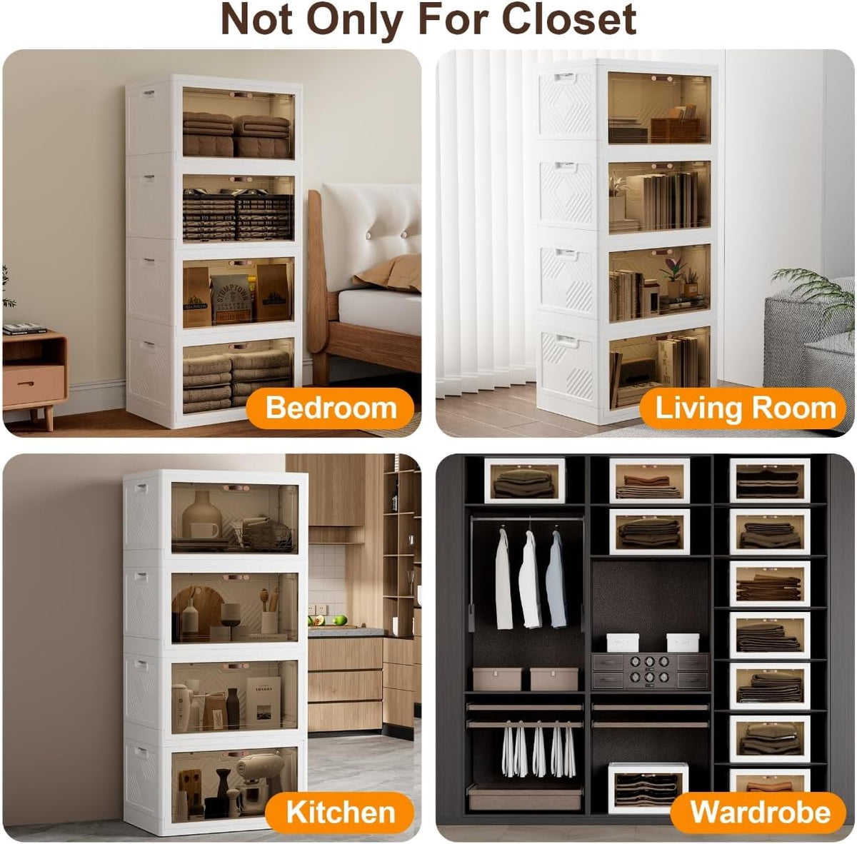 JOYMOOP 198 Qt Stackable Storage Bins with Lids, Closet Organizers and Plastic Storage Drawers for