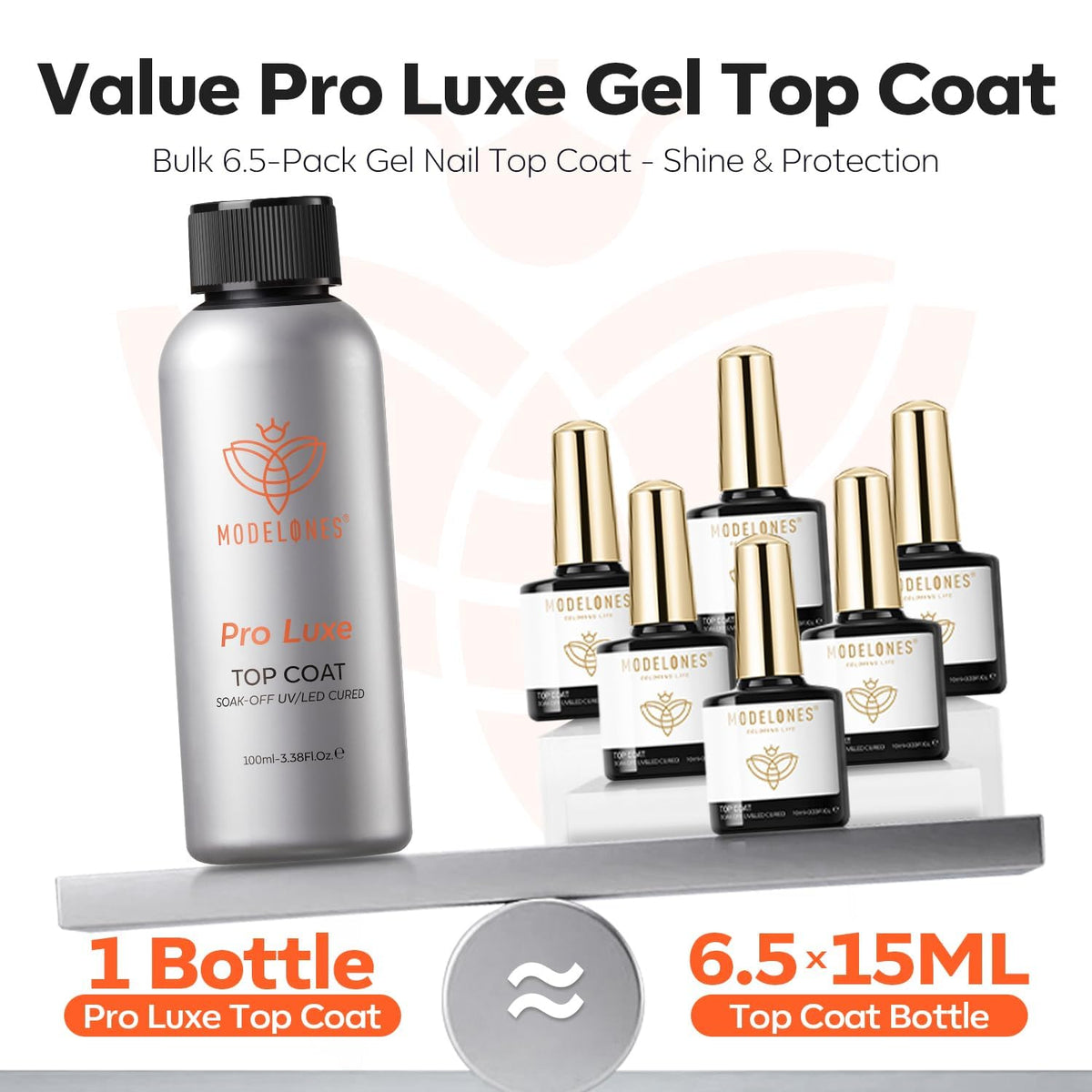 modelones Gel Top Coat, 100ml No Wipe Extra Glossy Top Coat Gel Nail Polish Long-Lasting High Gloss