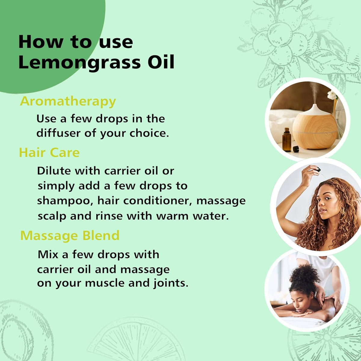 Lemongrass Essential Oil 1 Oz – 100% Pure Natural Lemongrass Oil for Diffuser, Skin, Body, Spray