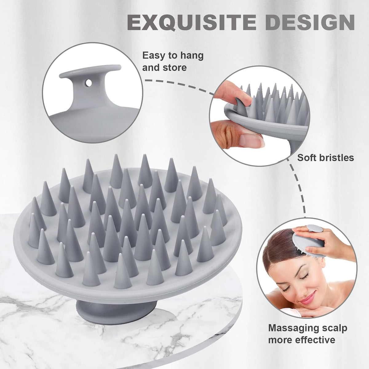 Silicone Scalp Massager Shampoo Brush, Scalp Brush for Hair Growth & Dandruff Removal, Hair