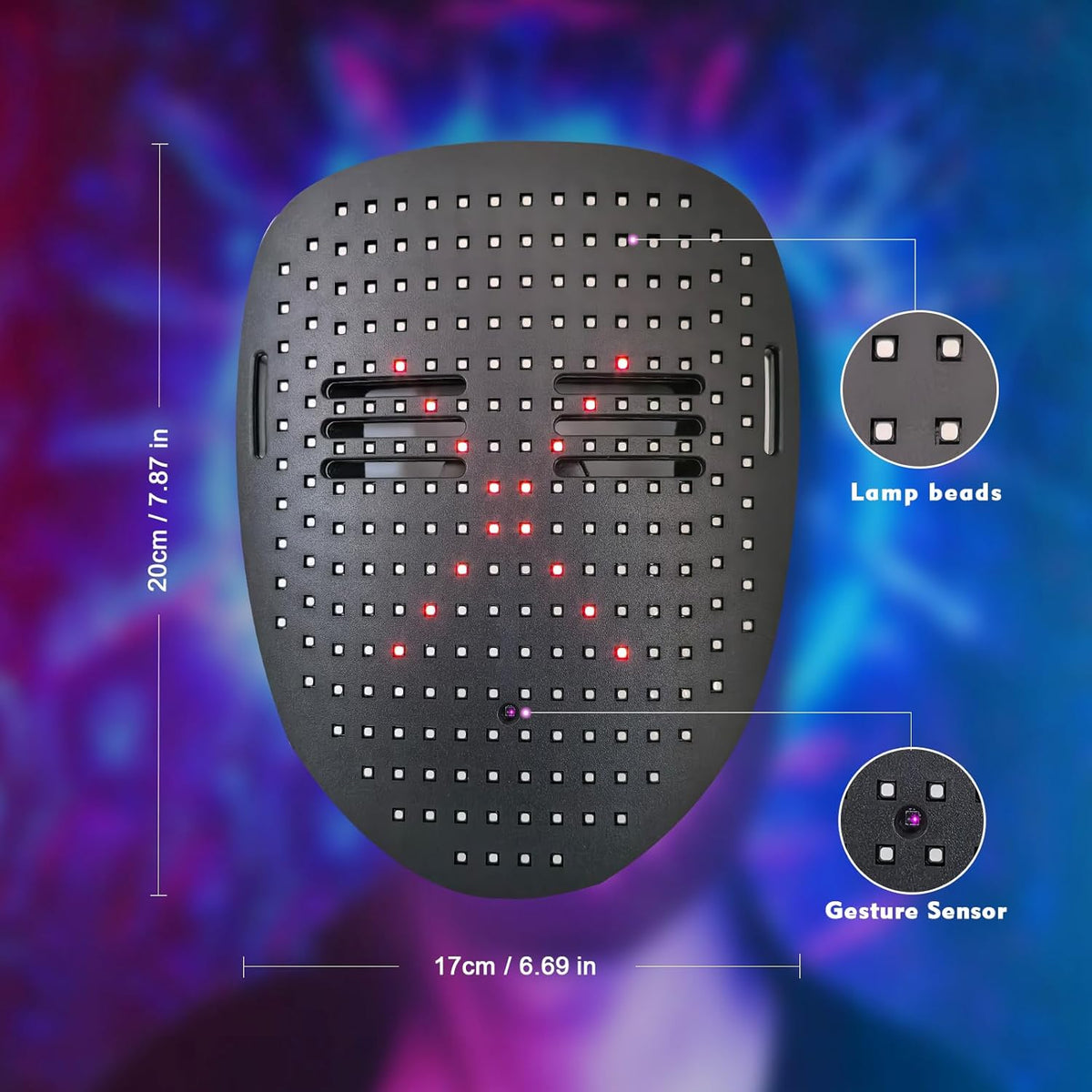 YXYaoZhengYiGeYi LED Mask with Gesture Sensing Transforming for Man/Kids, Unisex Light Up LED Face