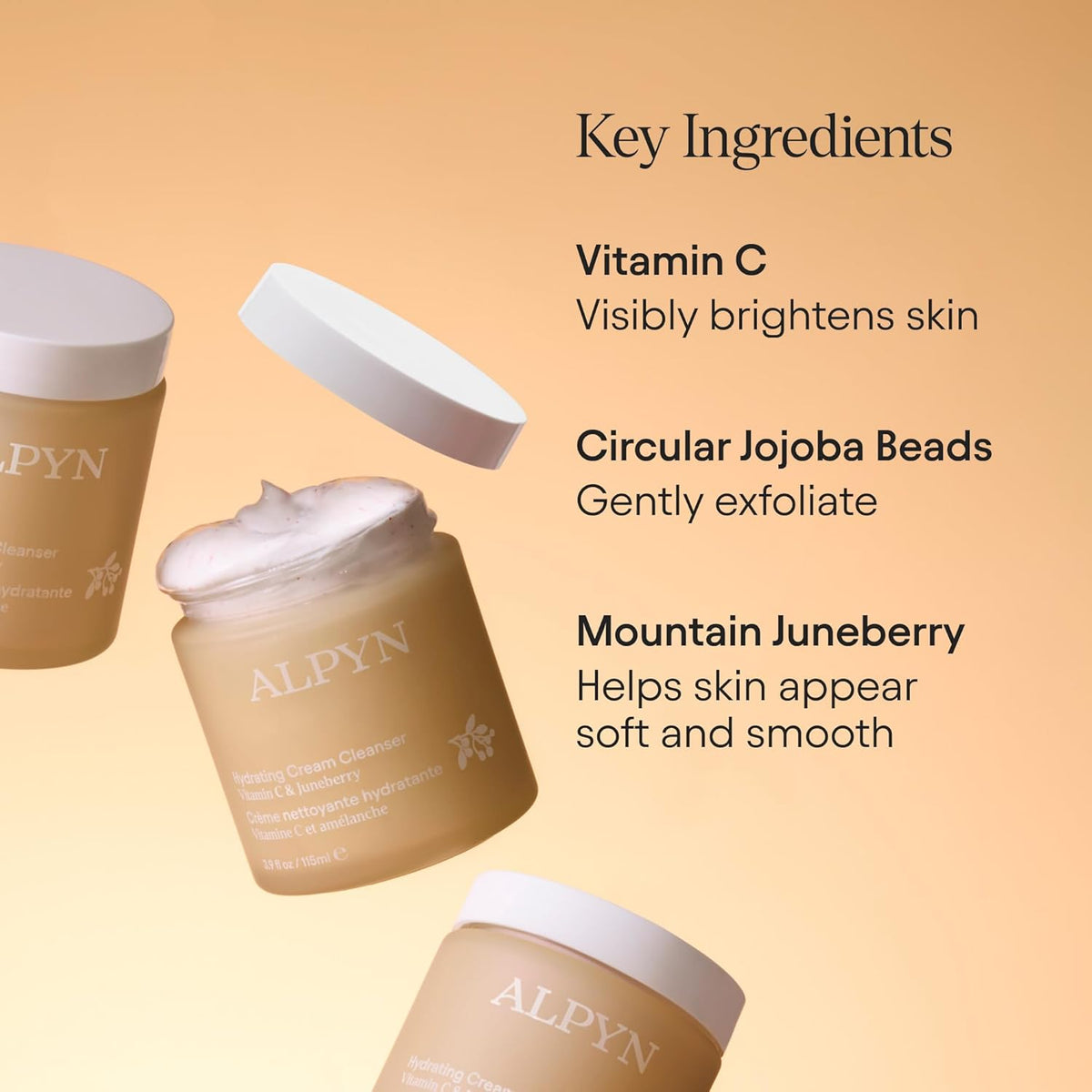 ALPYN Hydrating Cold Cream Cleanser with Vitamin C & Juneberry | Removes Dirt, Oil & Makeup |