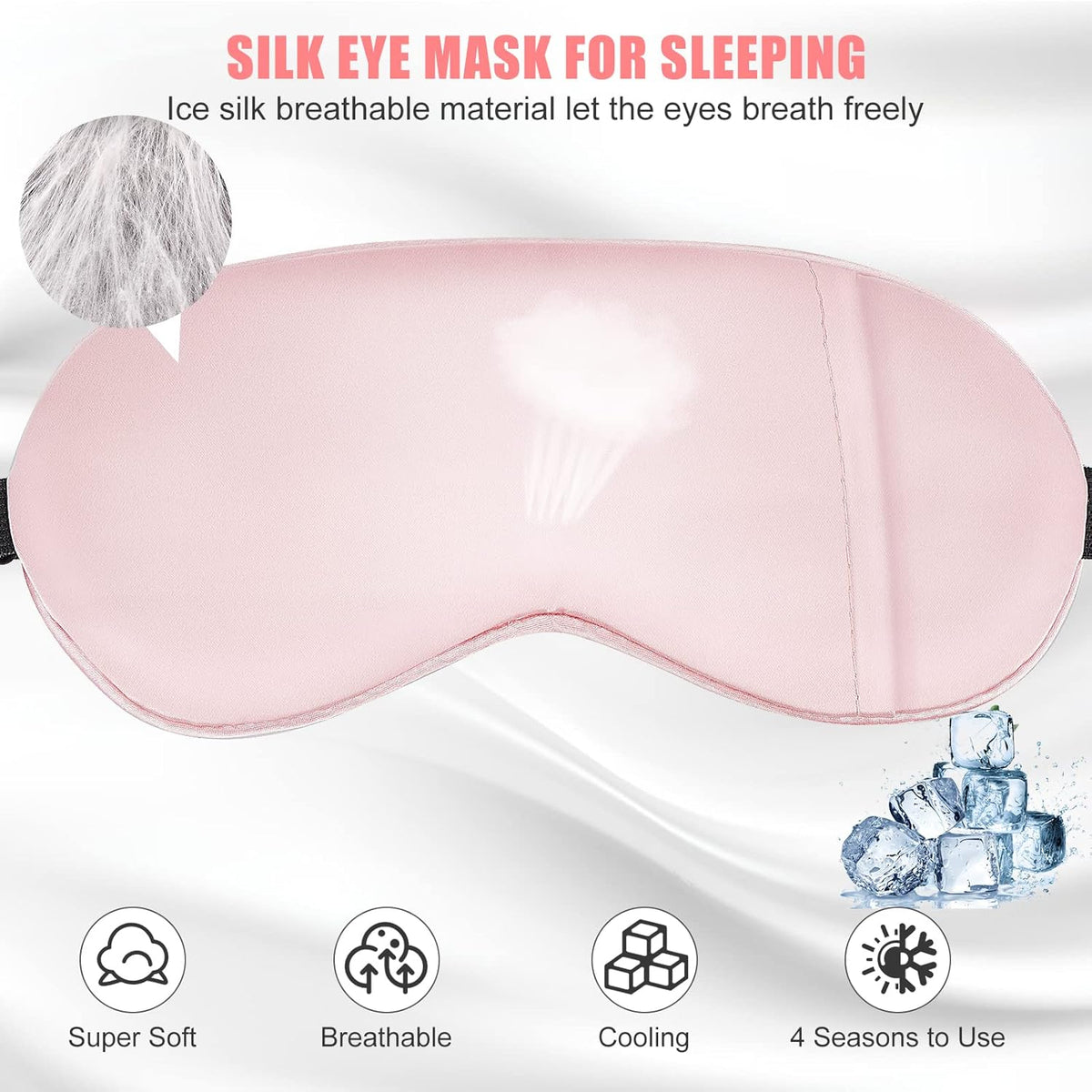 Cooling Eye Mask for Sleeping, Silk Sleep Mask w/Gel Eye Mask, Heated Eye Masks, Blindfold Eye