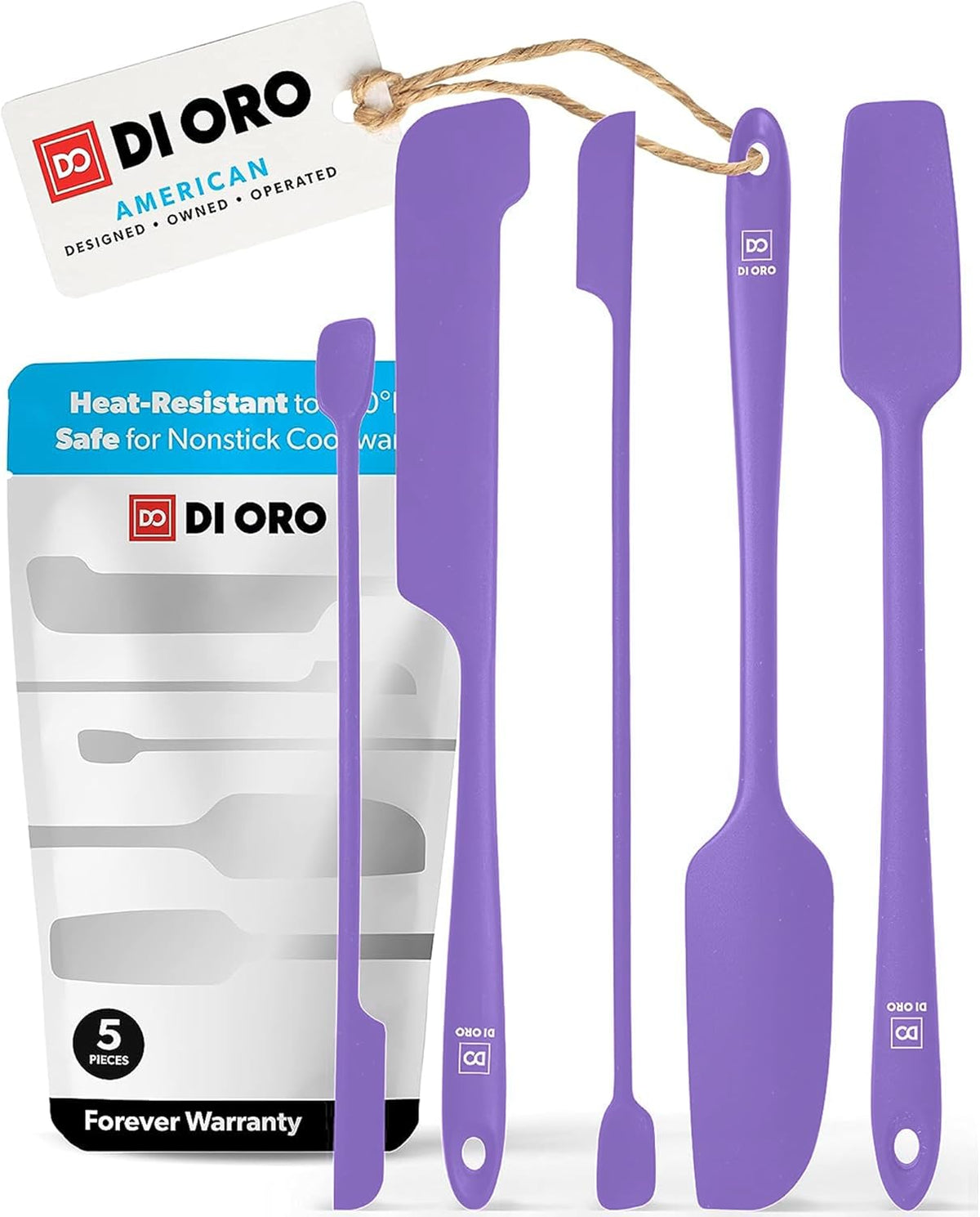 DI ORO Silicone Jar Spatulas for Scraping - Rubber Spatulas Silicone Heat Resistant - Kitchen