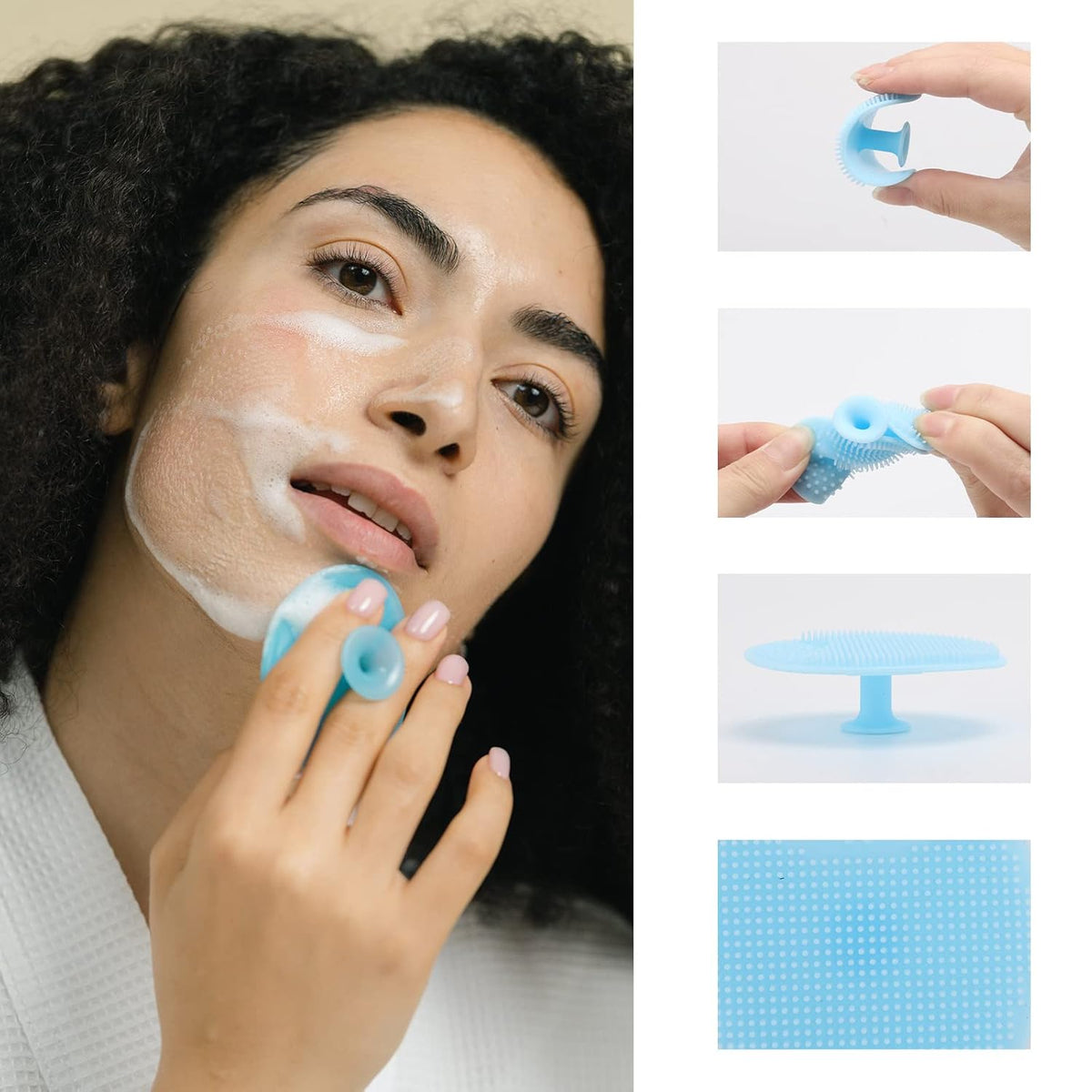 Silicone Facial Mask Applicator - 4 Pcs Face Scrubber, 2 in 1 Face Mask Brush, Lip Exfoliator