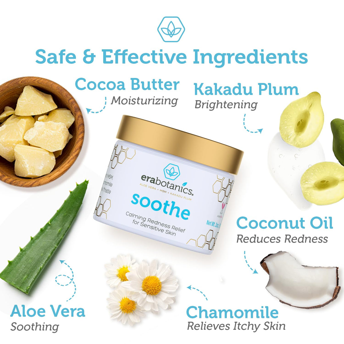 Era Organics Cream Redness Relief Moisturizer- Soothing Redness Relief for Face with Manuka Honey