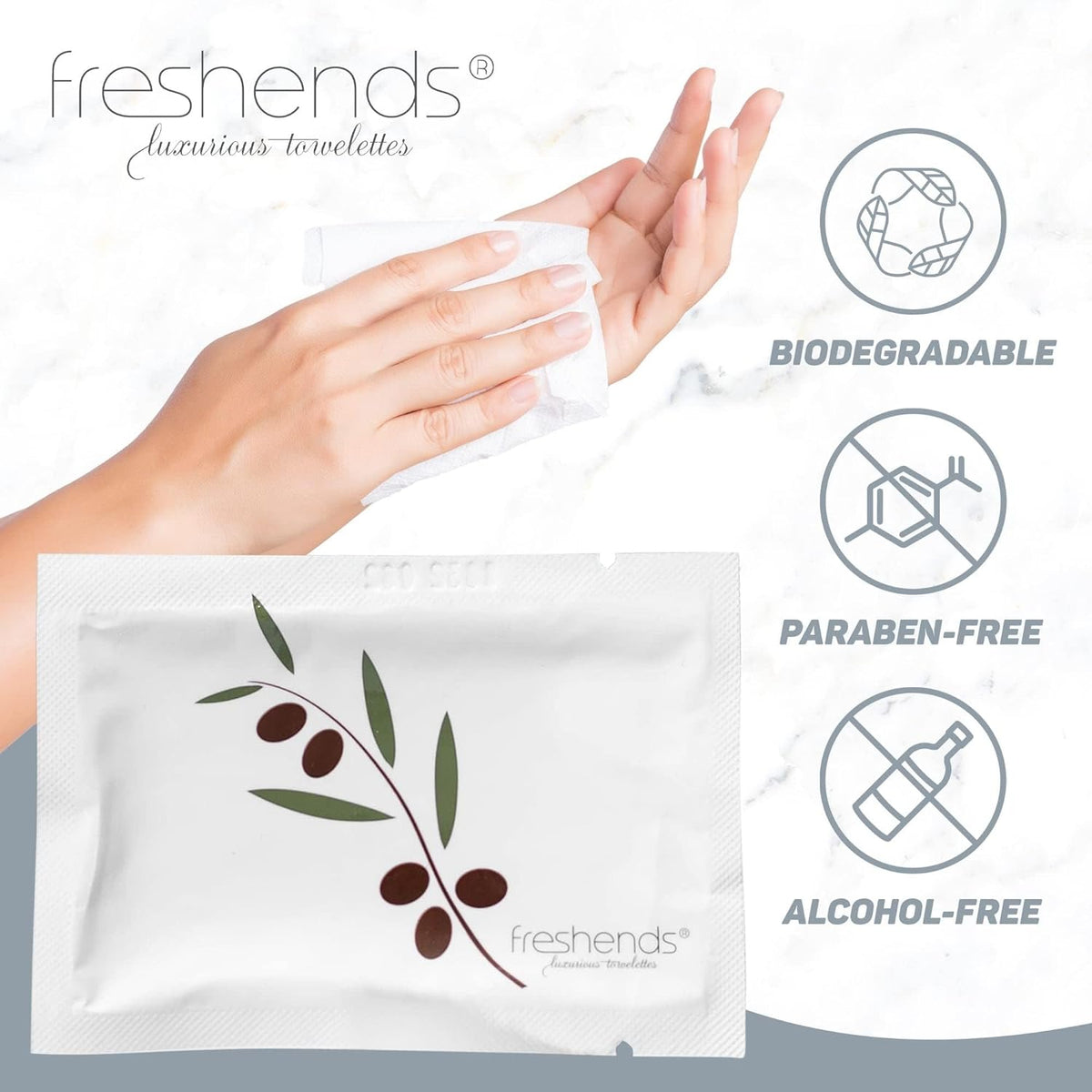 Freshends Flushable Individually Wrapped Wipes – 50 Bulk Pack Luxurious Towelettes, Guest Bathroom