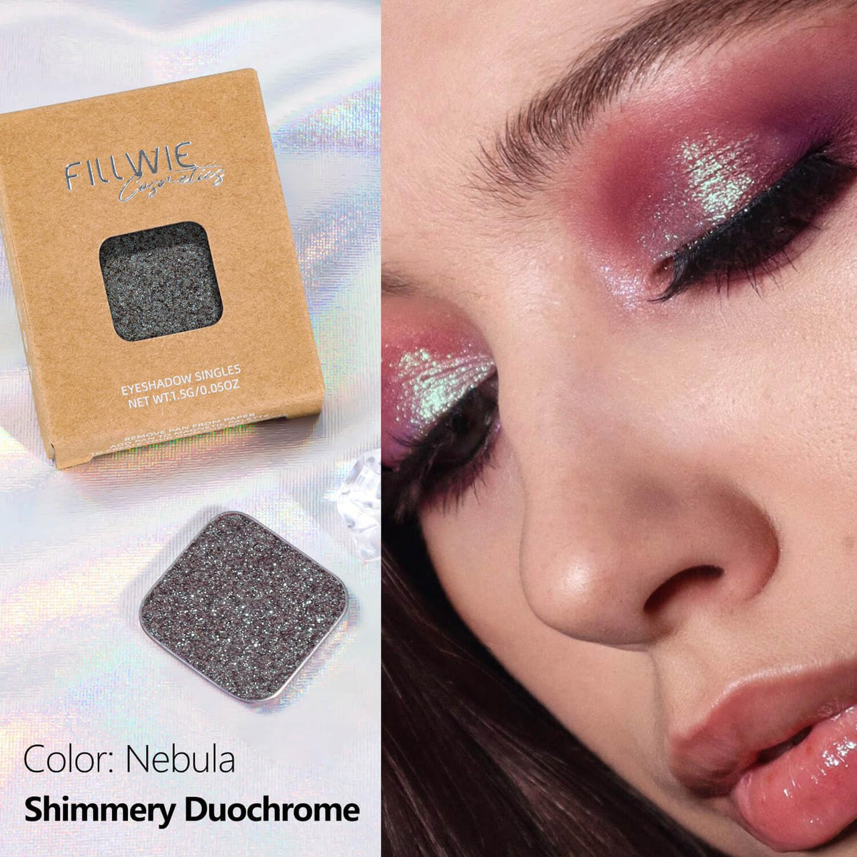 Chameleon Single Eyeshadow, Iridescent Blue-Purple, Pressed Powde, Square Pan,High Pigment