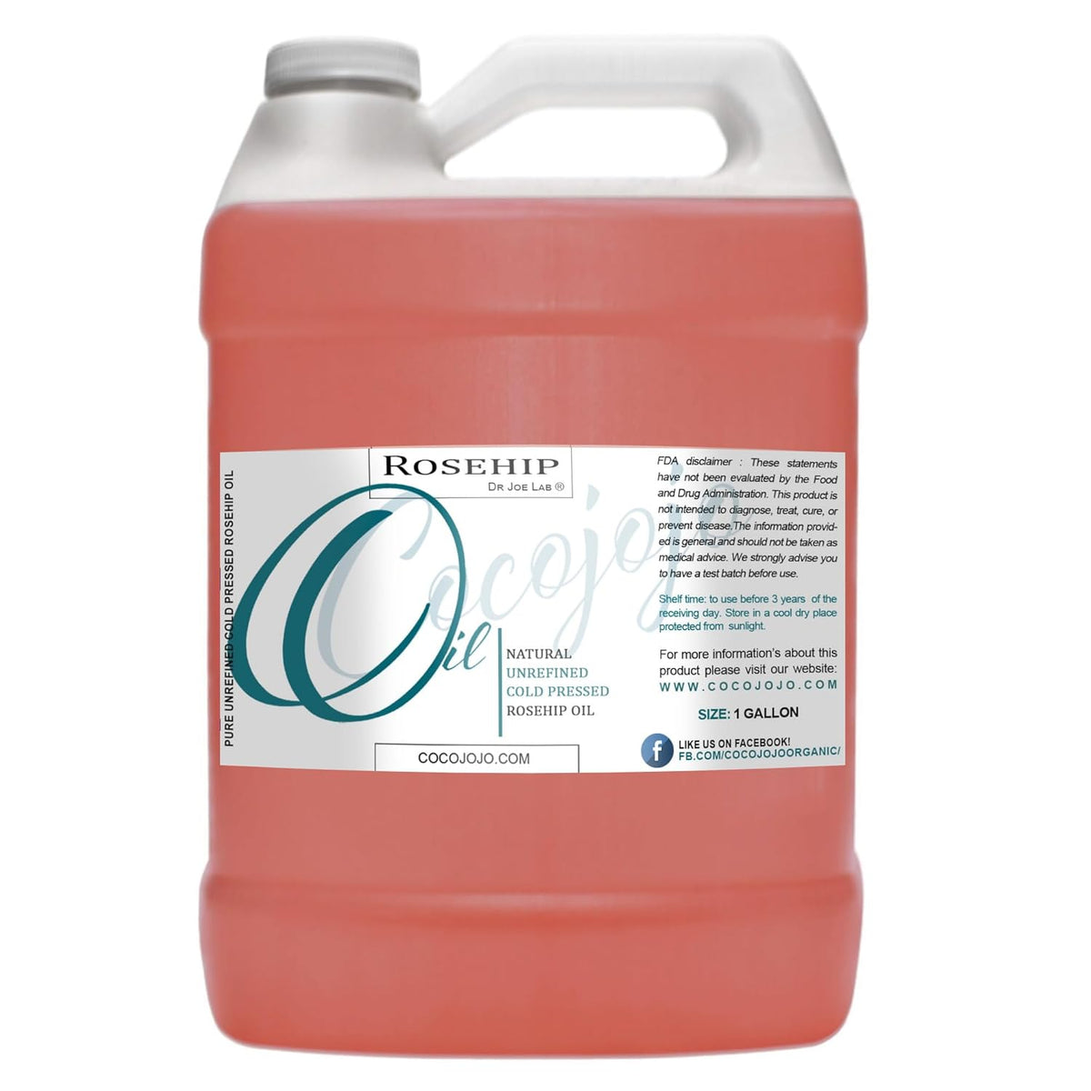 Dr Joe Lab Rosehip Oil - Bulk 128 oz 1 Gallon - Pure Unrefined Cold Pressed Natural Vegan Non GMO