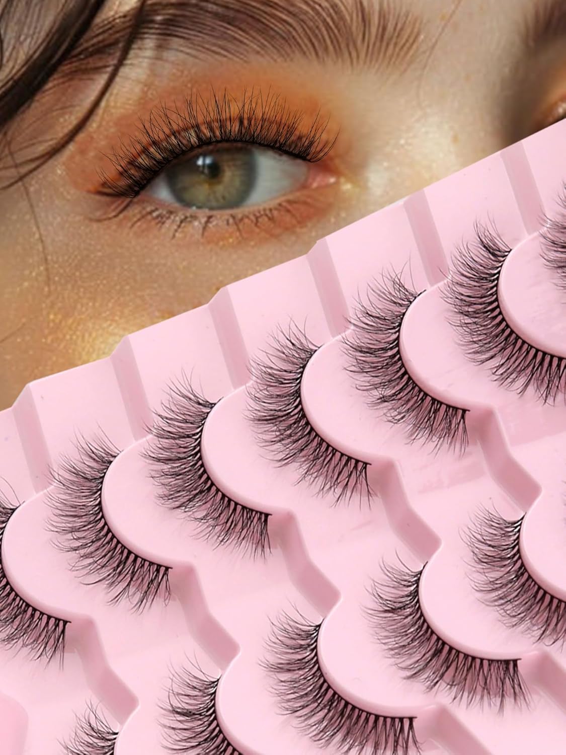 Natural Lashes Eyelashes Wispy 12mm False Lashes Soft Strip Lashes 3D Volume Eyelashes Thin Cotton