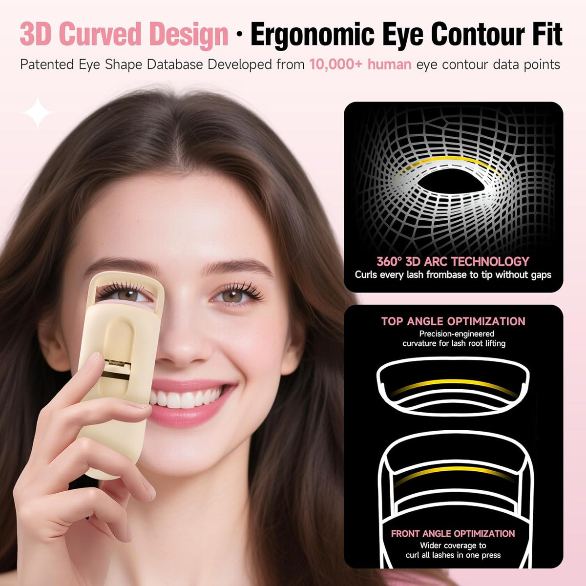 DUDUDU Heated Eyelash Curler, Portable Travel-Size Mini Electric Heated Lash Curler - 2-Level