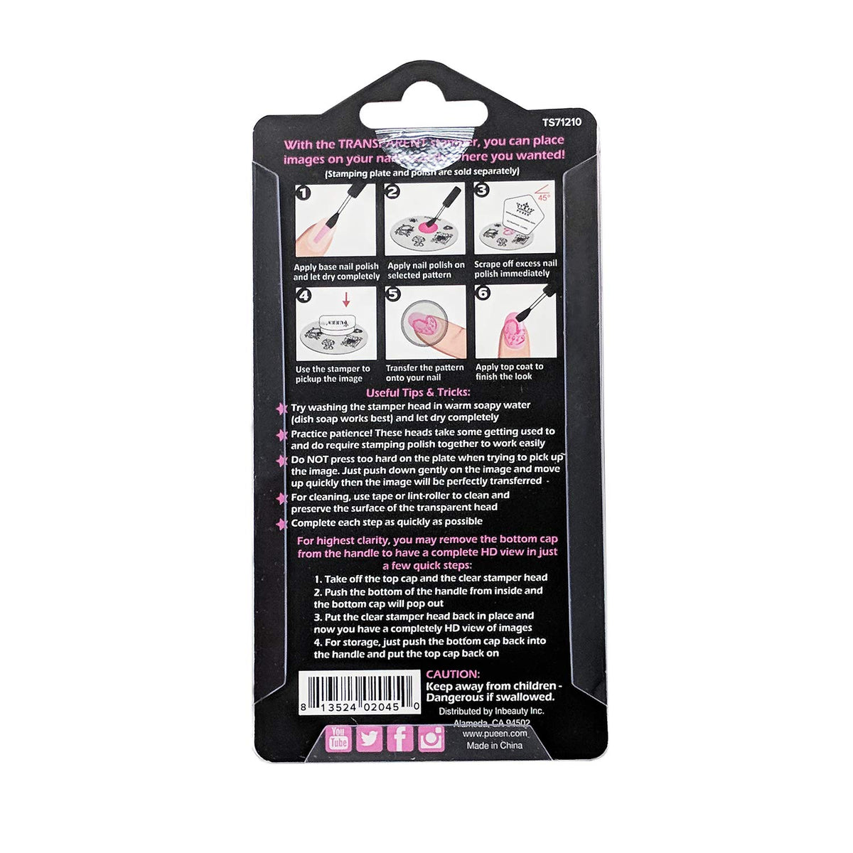 PUEEN 35mm HD Chunky Transparent Soft Stamper and Scraper Set - Nail Art - Stamping Tools - CLEAR