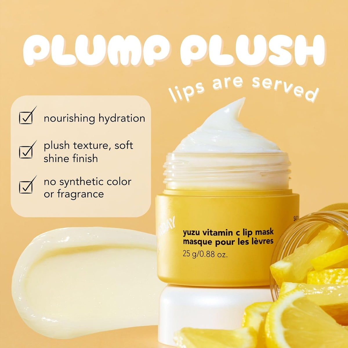 Saturday Skin Yuzu Vitamin C Lip Mask Overnight Lip Sleeping Mask Moisturizing For All Skin Types