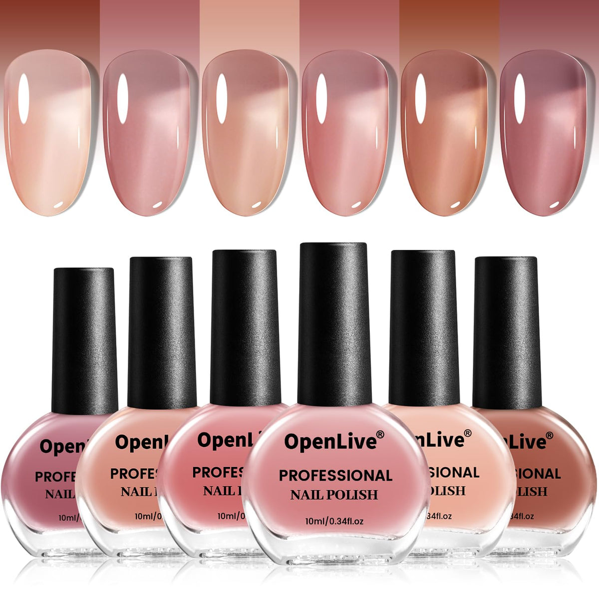 Jelly Nail Polish Set 6 Colors Nude Pink Pale Purple Jelly Quick Dry Nail Polish Set for Nail Art