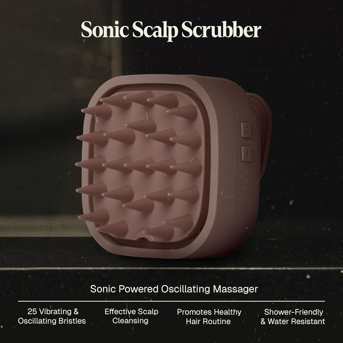 Black Wolf Sonic Scalp Scrubber, (Taupe) - Hair & Scalp Massager Brush with 3-Speed Oscillation