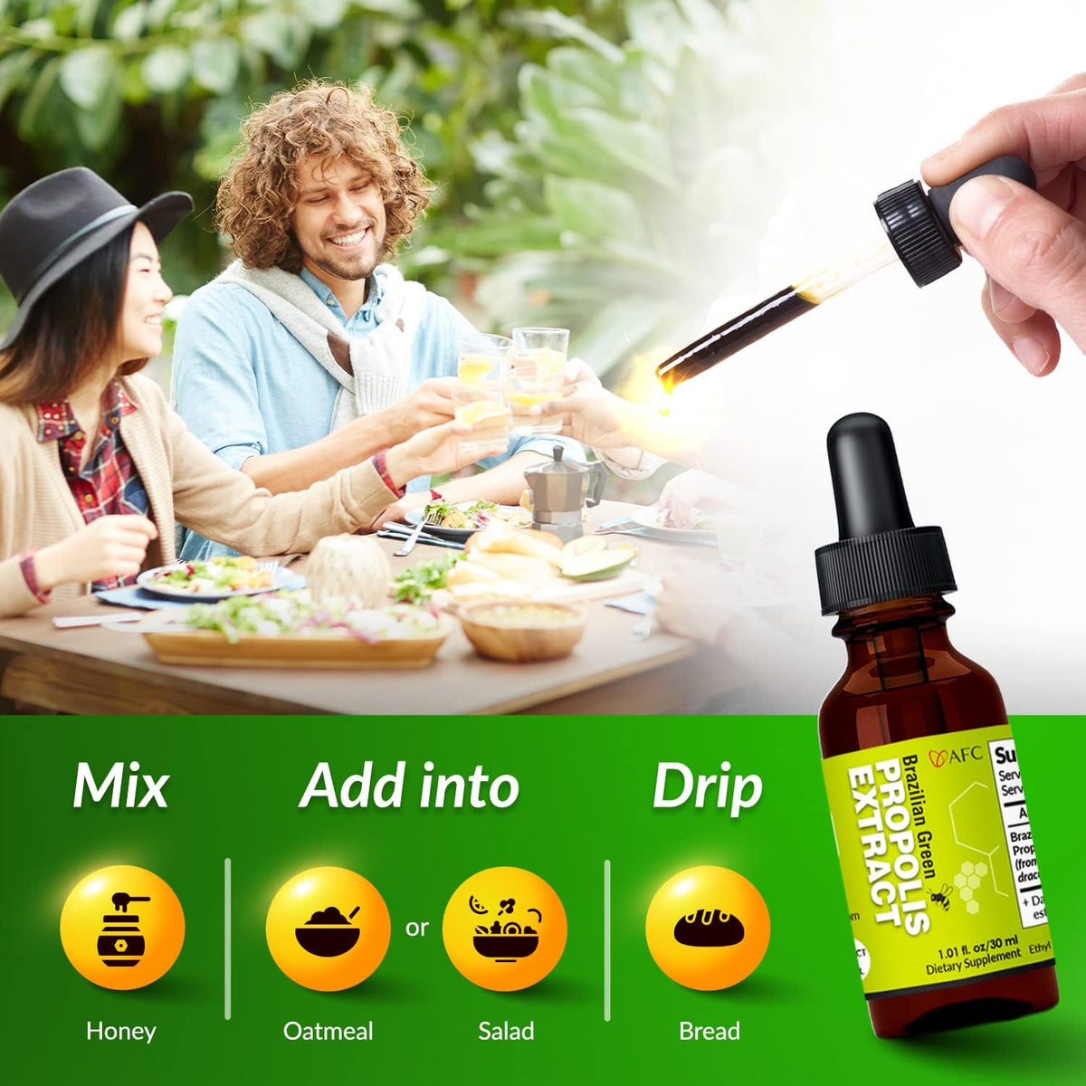 AFC Japan Brazilian Green Propolis Extract | Highest Artepilin C & Flavonoids for Antioxidant &