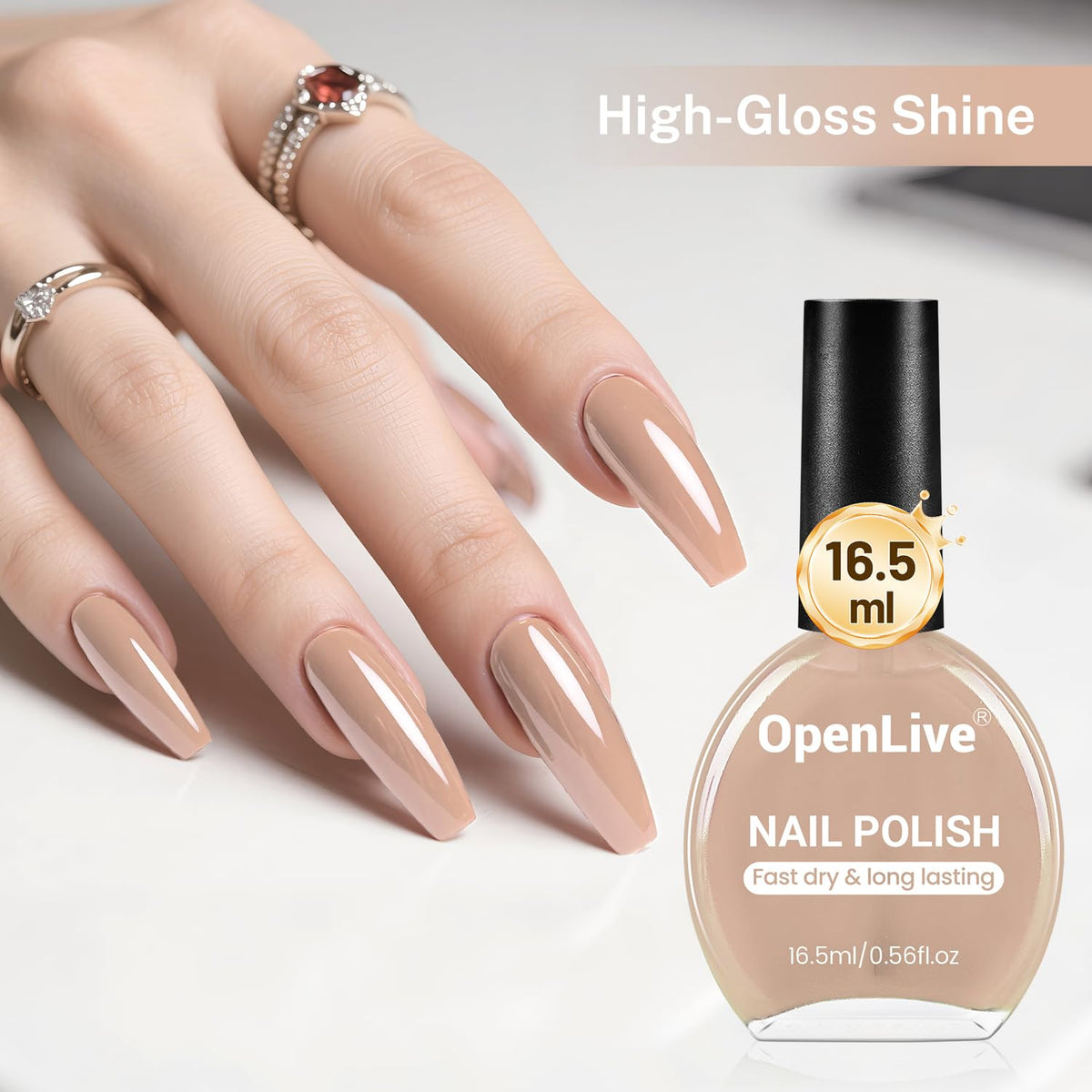 16.5ml Nude Pink Nail Polish Large Volume Quick Drying Light Pink Nail Polish, Fast Drying and Long