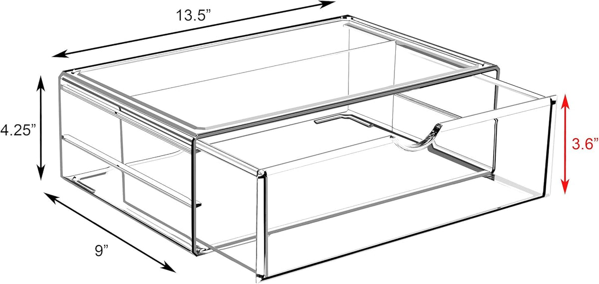 Sorbus Large Stackable Acrylic Drawers - 1 Clear Storage Drawers for Organizing Make up, Nail