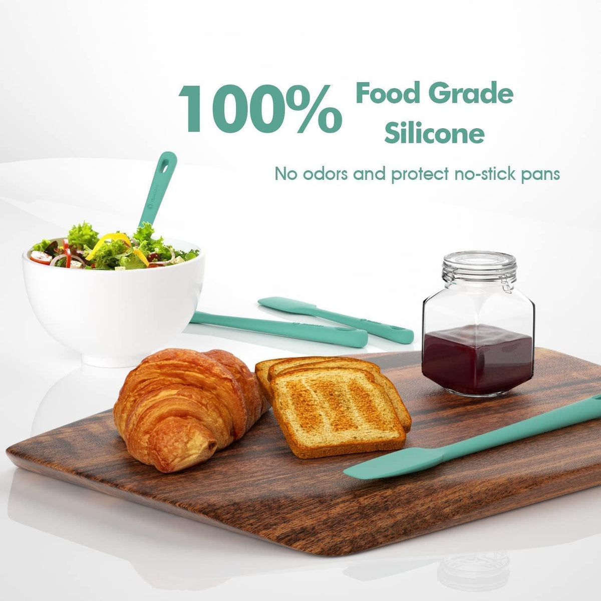 4 Pieces Silicone Spatula Set, Food Grade Rubber Spatula, Upgrade Strong Handle with Ergonomic