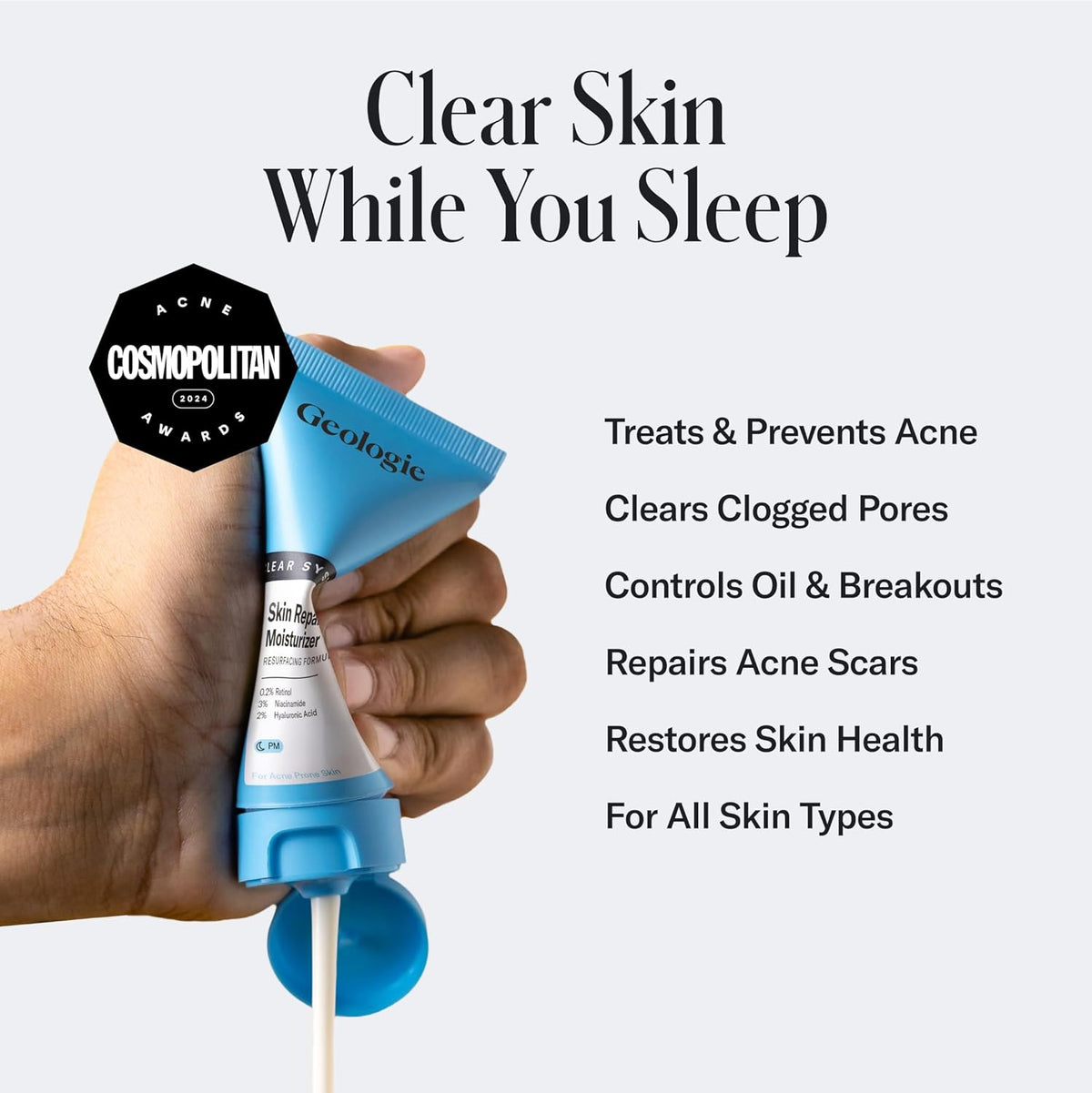 Geologie Skin Repair Moisturizer Face Cream | Clear System Retinol Resurfacing Formula | For