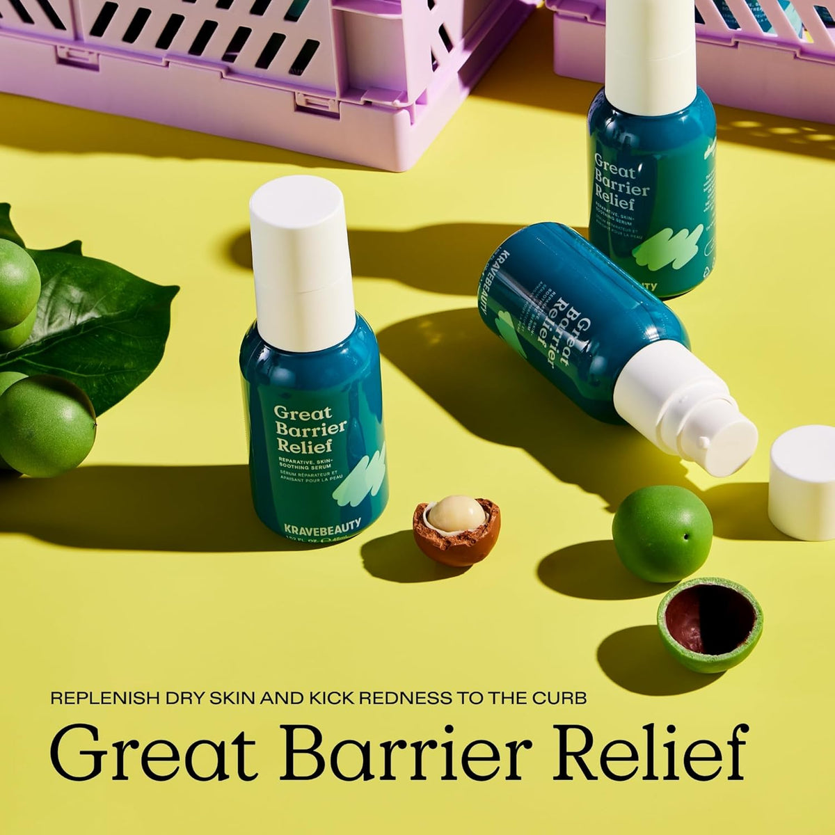 KraveBeauty Jumbo Great Barrier Relief, Soothing Skin Barrier Repair Serum, Contains Tamanu Oil to
