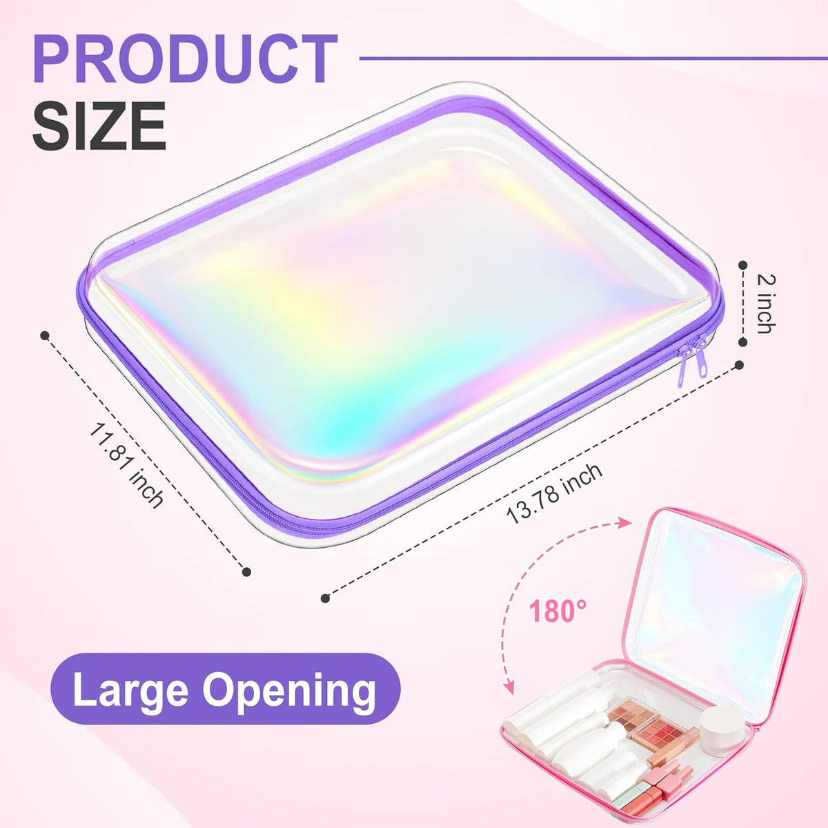 Hoolerry 3 Pcs Clear Hard Zipper Case Plastic Pouch Transparent Hard Case Clear Makeup Bag Portable
