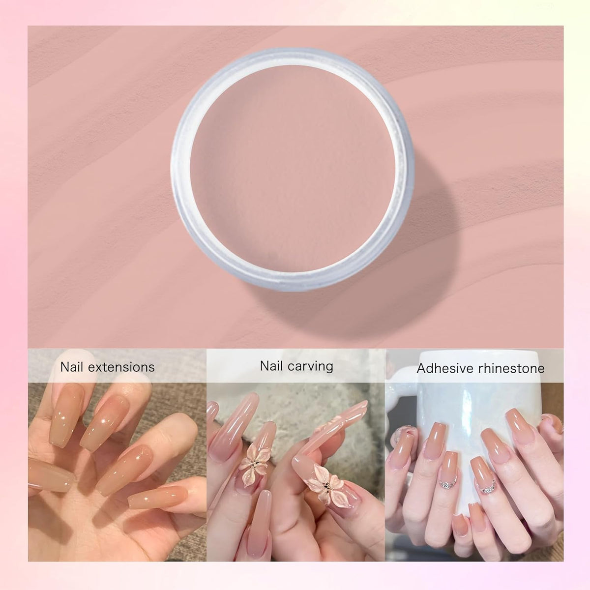 Acrylic Powder for Nail 56g: 2oz Peach Pink Acrylic Powder Large Capacity Professional for 3D Art