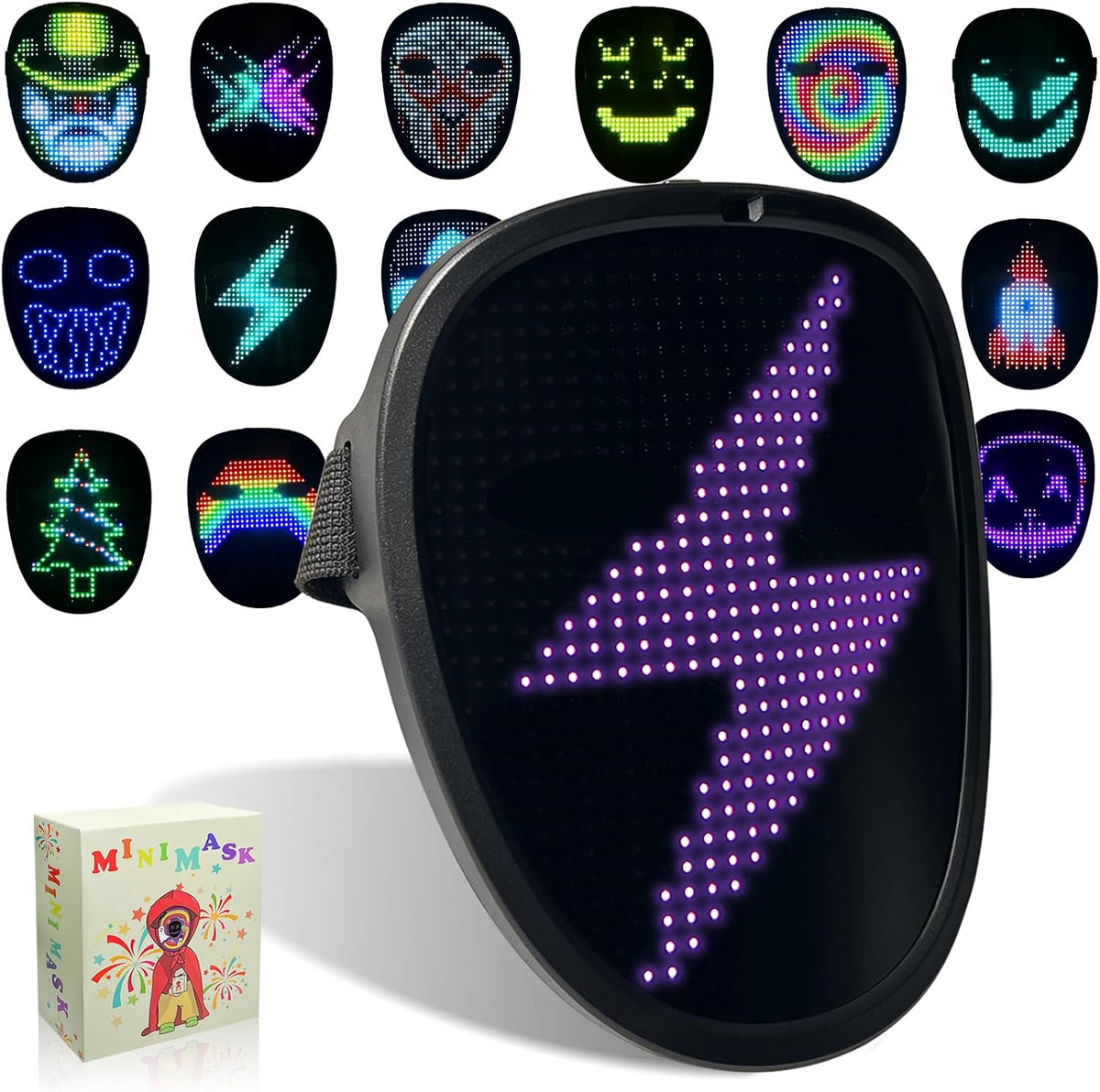 Led Mask with Gesture Sensing,Light up mask for Kids/Men/Women LED Halloween Mask for Costume