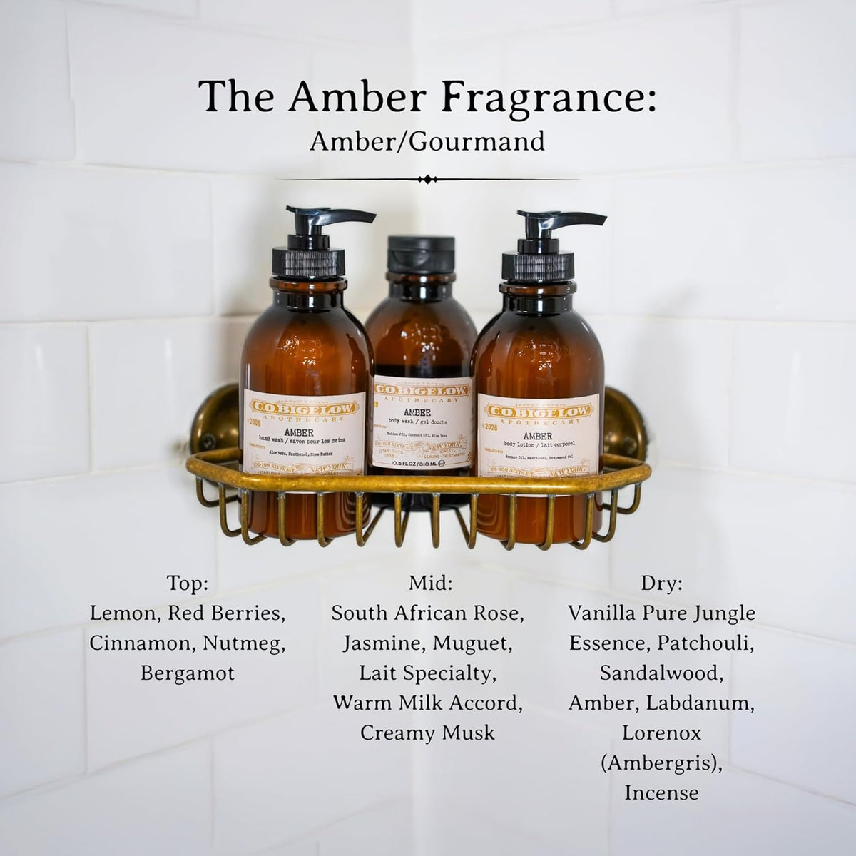 C.O. Bigelow Iconic Collection Amber Body Lotion, Scented Body Cream with Grapeseed Oil and Shea