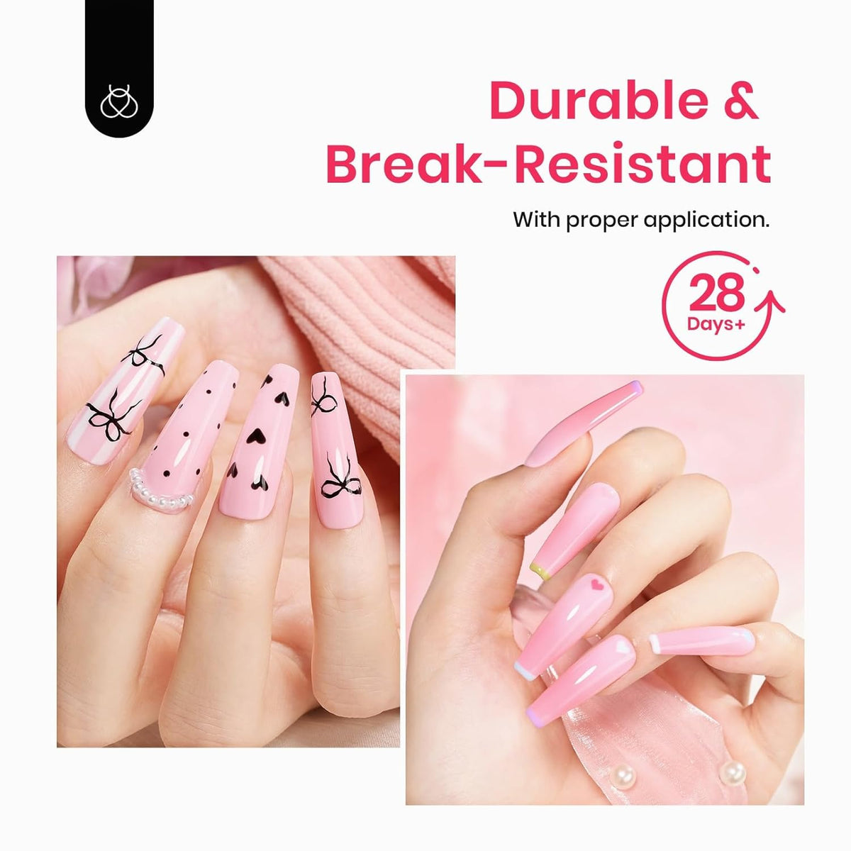 Beetles Gel Nail Tips Long Coffin Pre-Etched Nail Tips, 12 Sizes 288Pcs Pre Shaped Soft Gel Clear