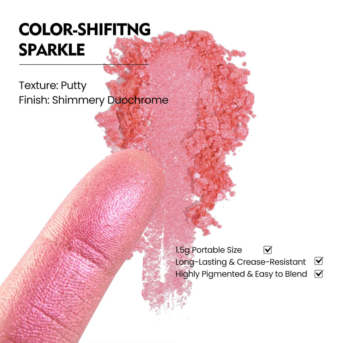 Chameleon Single Eyeshadow – Soft Gold-Pink, Pressed Powder,Square Pan, Fits Magnetic Palettes