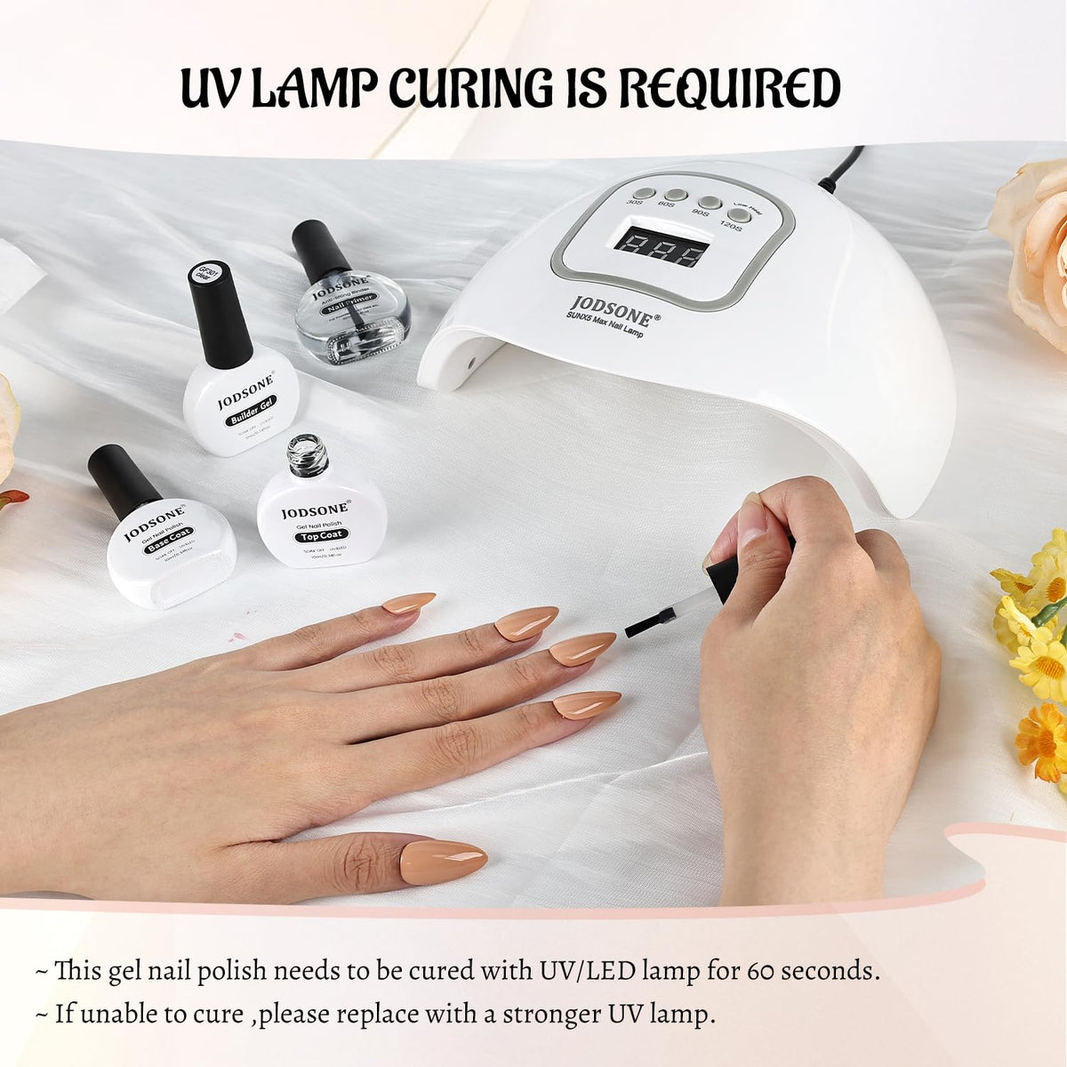 JODSONE 4 Bottle 10ML Nail Primer Base Coat Top Coat and Builder Gel Glossy Durable Long Lasting