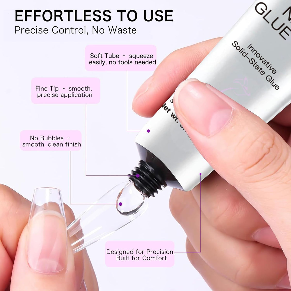 Solid Gel Nail Tips: Semi Solid Soft Nail Glue for Press Super Strong Fake Nail Glue Acrylic Nails