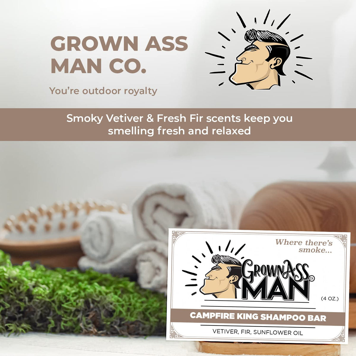 Solid Shampoo Bar Rich Lather 3 in 1: Hair, Beard & Body Wash - Plastic Free & Eco-Friendly
