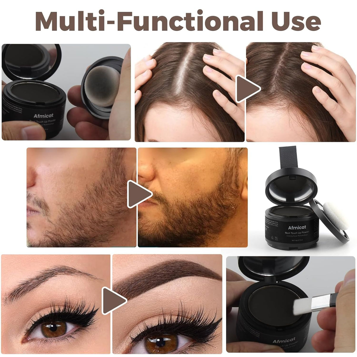 Instant Hairline Powder, Root Touch Up Hair Color for Gray Coverage and Thinning Hair, Root Cover