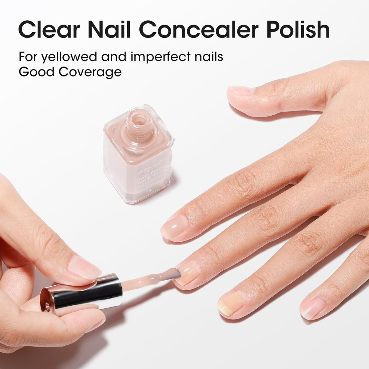 GELLEN 4-In-1 Nude Illuminating Nail Concealer Base Coat Polish Neutral Earth Tones, Sheer Nail