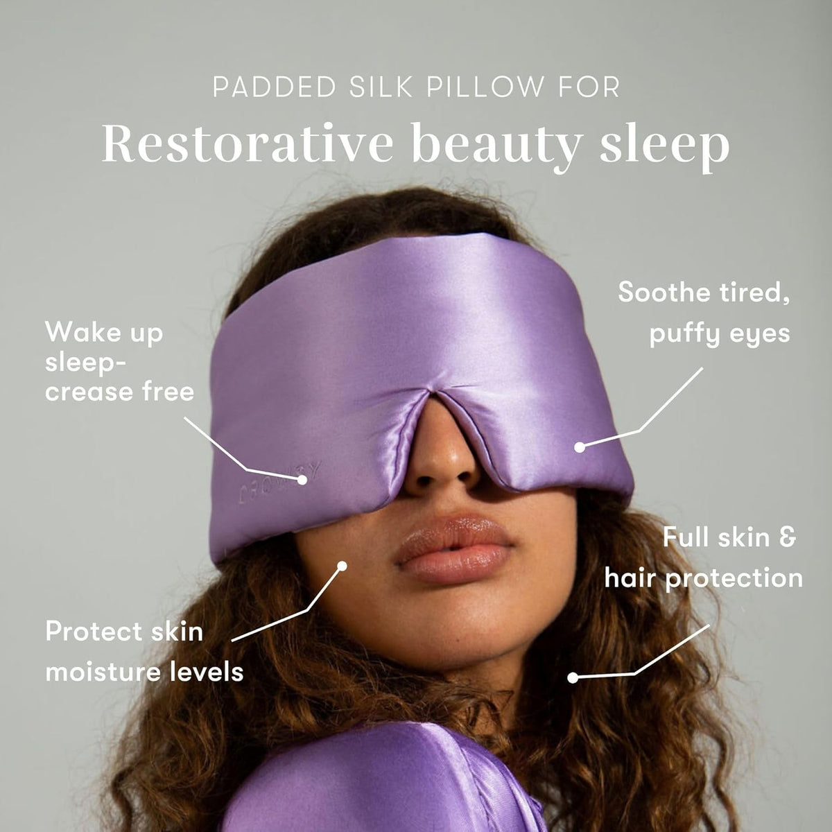 DROWSY Silk Sleep Mask. Face-Hugging, Padded Silk Cocoon for Luxury Sleep in Total Darkness.
