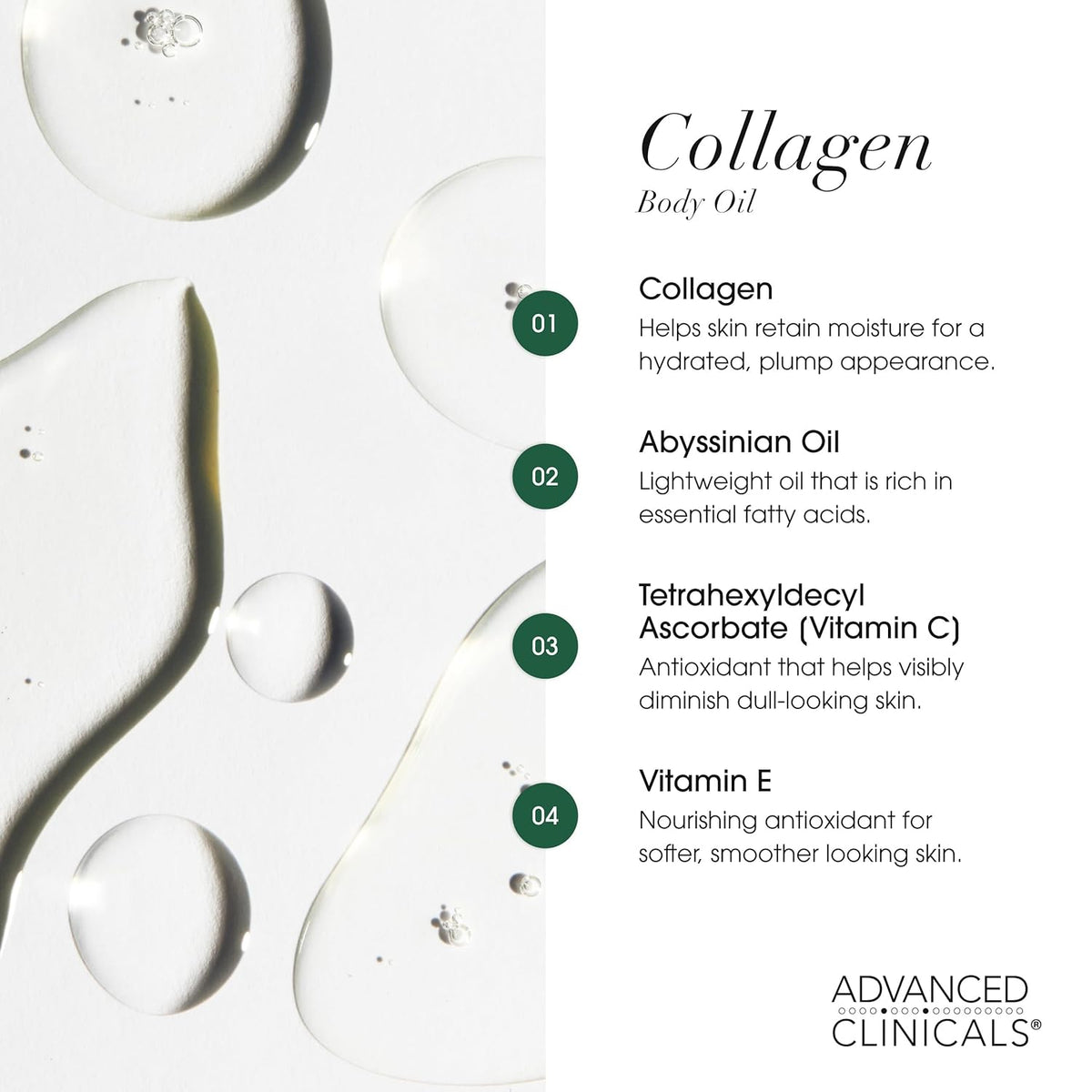 Advanced Clinicals Hydrating Collagen Oil For Body & After Shower | Visible Anti Aging Skincare
