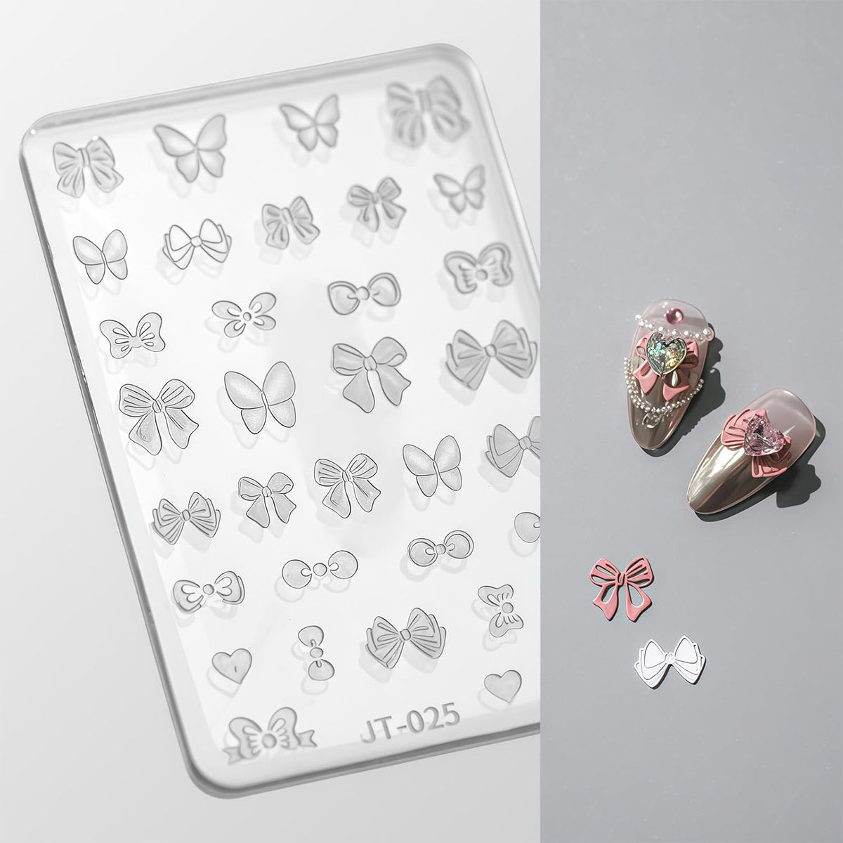Nail Art Silicone Template, Bow Tie 3D Nail Decoration Mould for Precise Embossed Butterfly